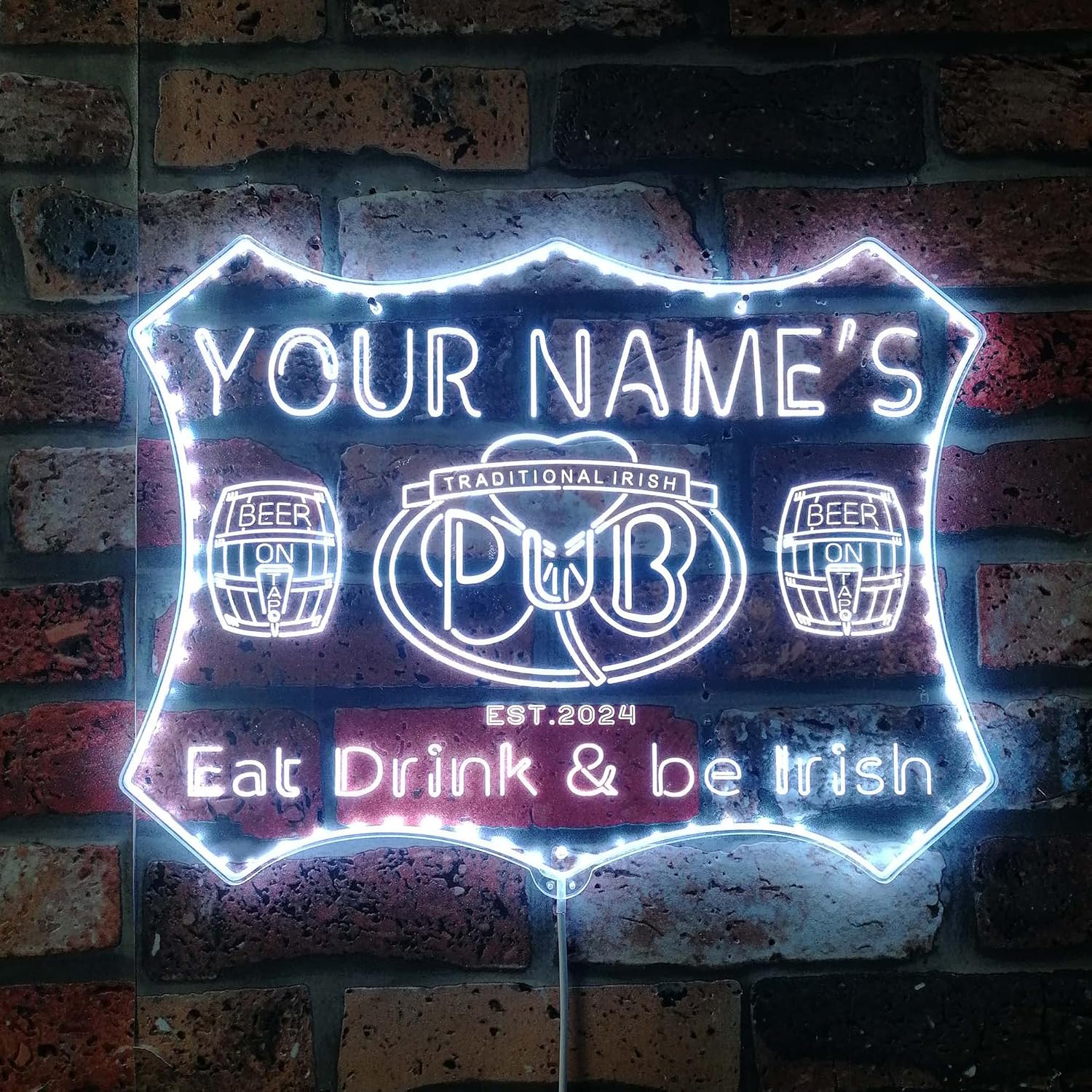 ADVPRO Personalized Your Name Irish Pub RGB Dynamic Glam LED Sign - Cut-to-Edge Shape - Smart 3D Decoration - Multicolor Signage st06s32-fnd-pa1-tm-c