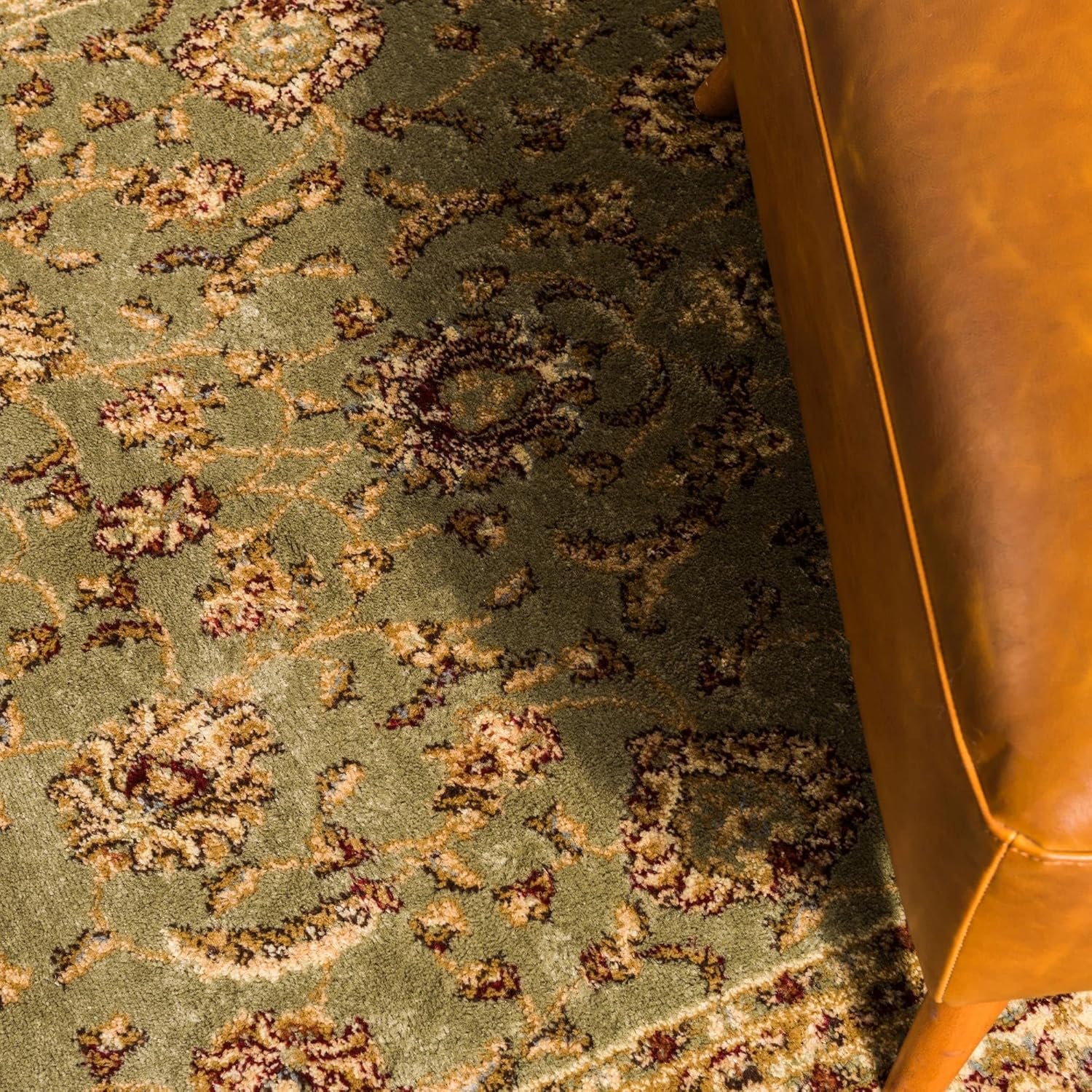 Rugs.com Aditi Collection Rug – 5' x 8' Green Low Rug Perfect for Living Rooms, Large Dining Rooms, Open Floorplans