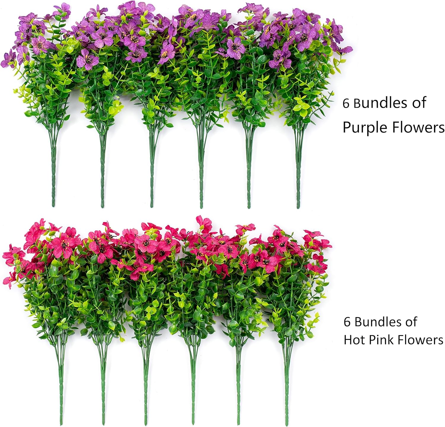 Artificial Flowers for Outdoors Daisy 12 Bundles for Home Decoration, Faux Flower Fake Plants Outside Decoration with Eucalyptus UV Resistant for Planter Porch Patio Yard Garden - Image 2