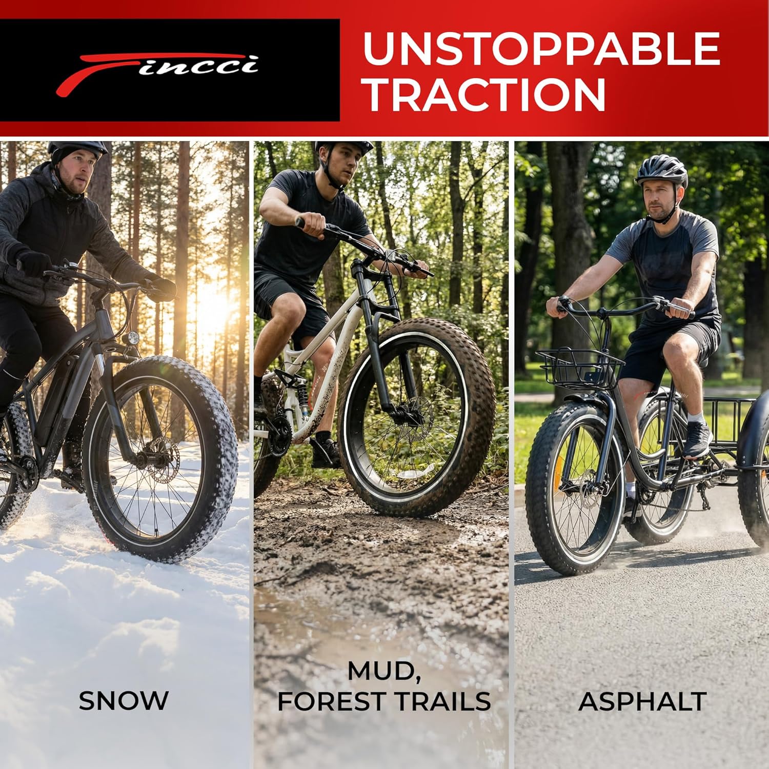 Fincci Pair 26x4.0 Fat Bike Tires - Foldable 26 inch Bike Tires with Wear-Resistant Compound,100-559, Fat Tire with Durable Tread Design for Mountain, Hybrid, Dirt Bike, Street Tires for Ebike, 30 TPI