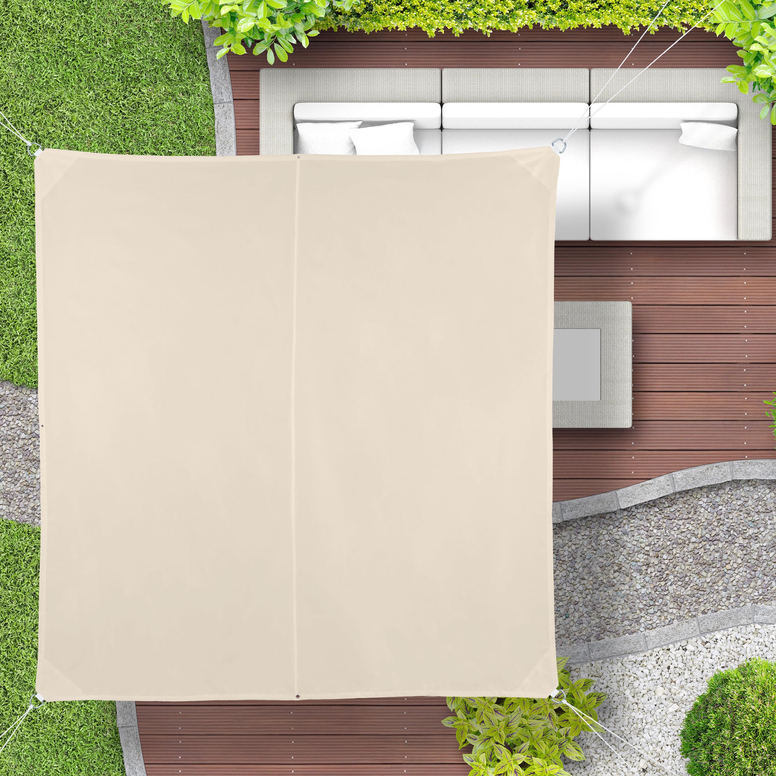 relaxdays Tenda a Vela Quadrata, Impermeabile, Anti UV, Corde di Supporto, da Terrazza e Giardino, LxP: 5x5 m, Beige, 5 x 5 m