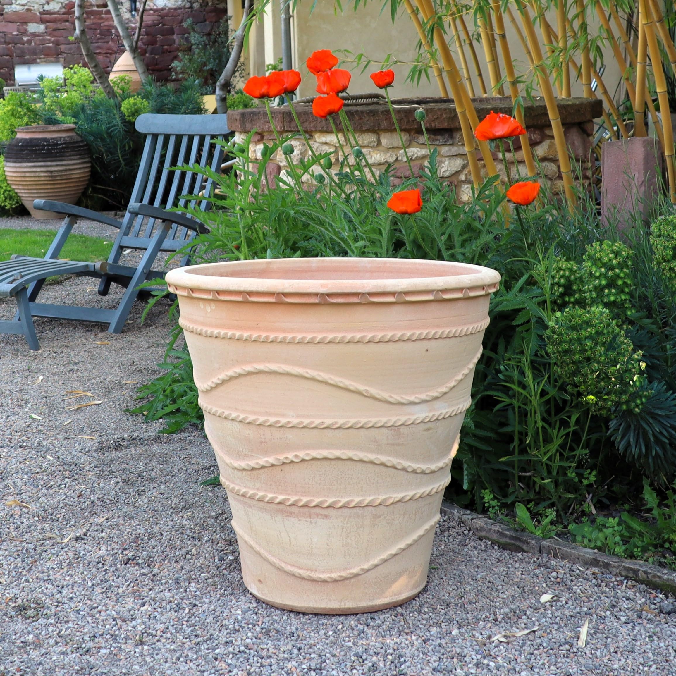 Palatina Werkstatt Duża, stabilna, wysoka doniczka 50 cm z terakoty, odporna na mróz, ozdobna doniczka z Krety, do sadzenia roślin Acanthus, obwód 60 cm
