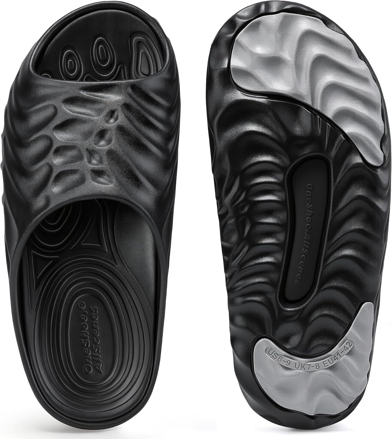 shoeslocker Men's Slides Wide Recovery Arch Support Mules Summer Garden Beach Shower Shoes