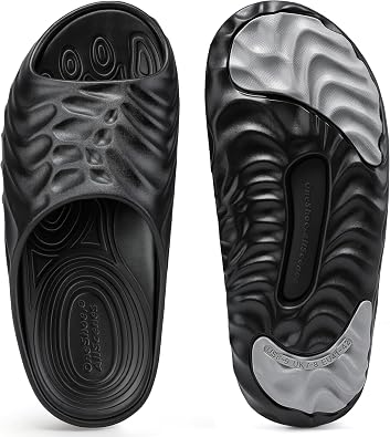 shoeslocker Mens Slides Wide Recovery Arch Support Mules Summer Garden Beach Shower Shoes