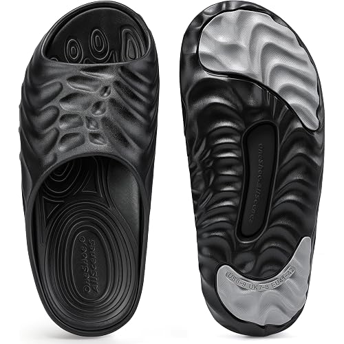 shoeslocker Men's Slides Wide Recovery Arch Support Mules Summer Garden Beach Shower Shoes