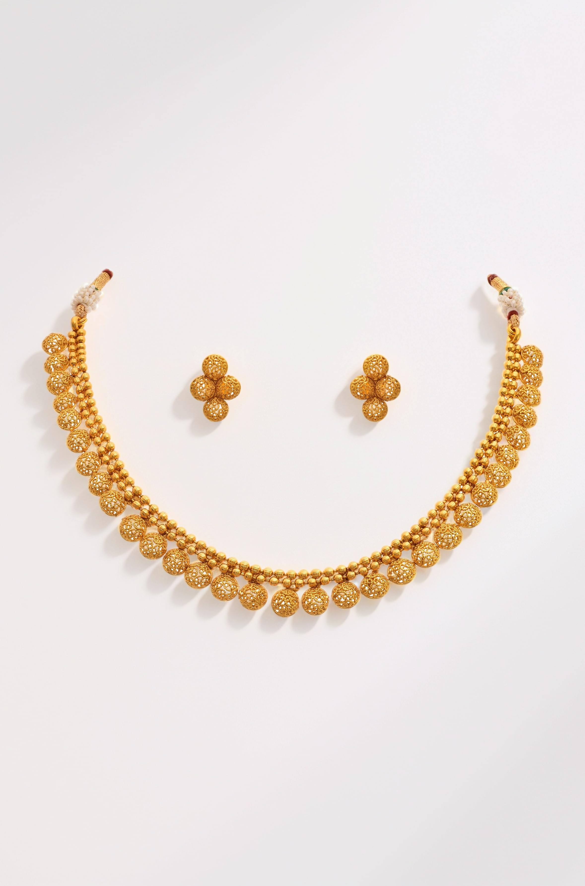 Jewellery for Less Traditional Ethnic One Gram Gold Plated Necklace Set With Earrings for Women & Girls.,Valentine