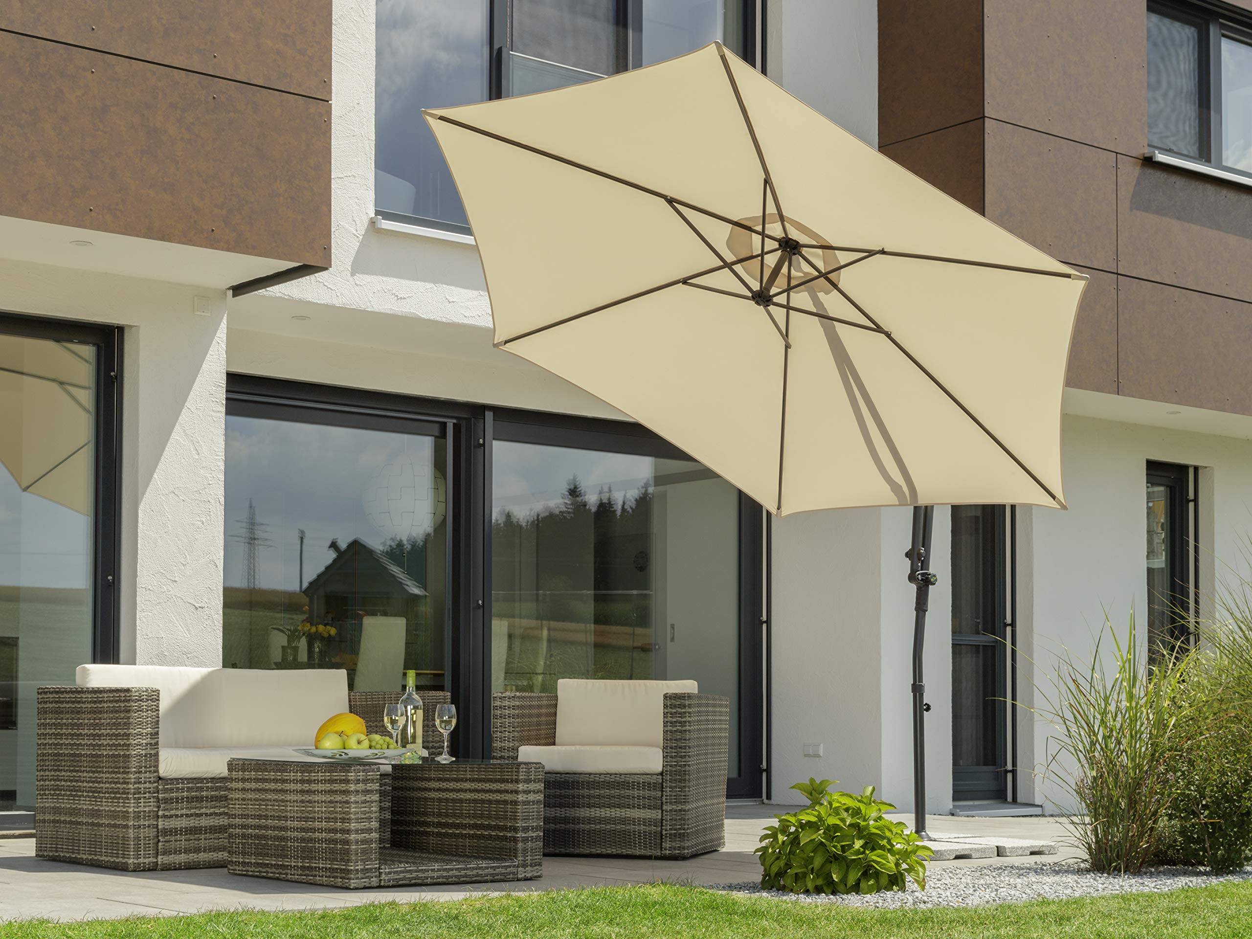 Schneider Sonnenschirm Genua, natur, 300 cm rund, 630-02, Gestell Stahl, Bespannung Polyester, 12.4 kg