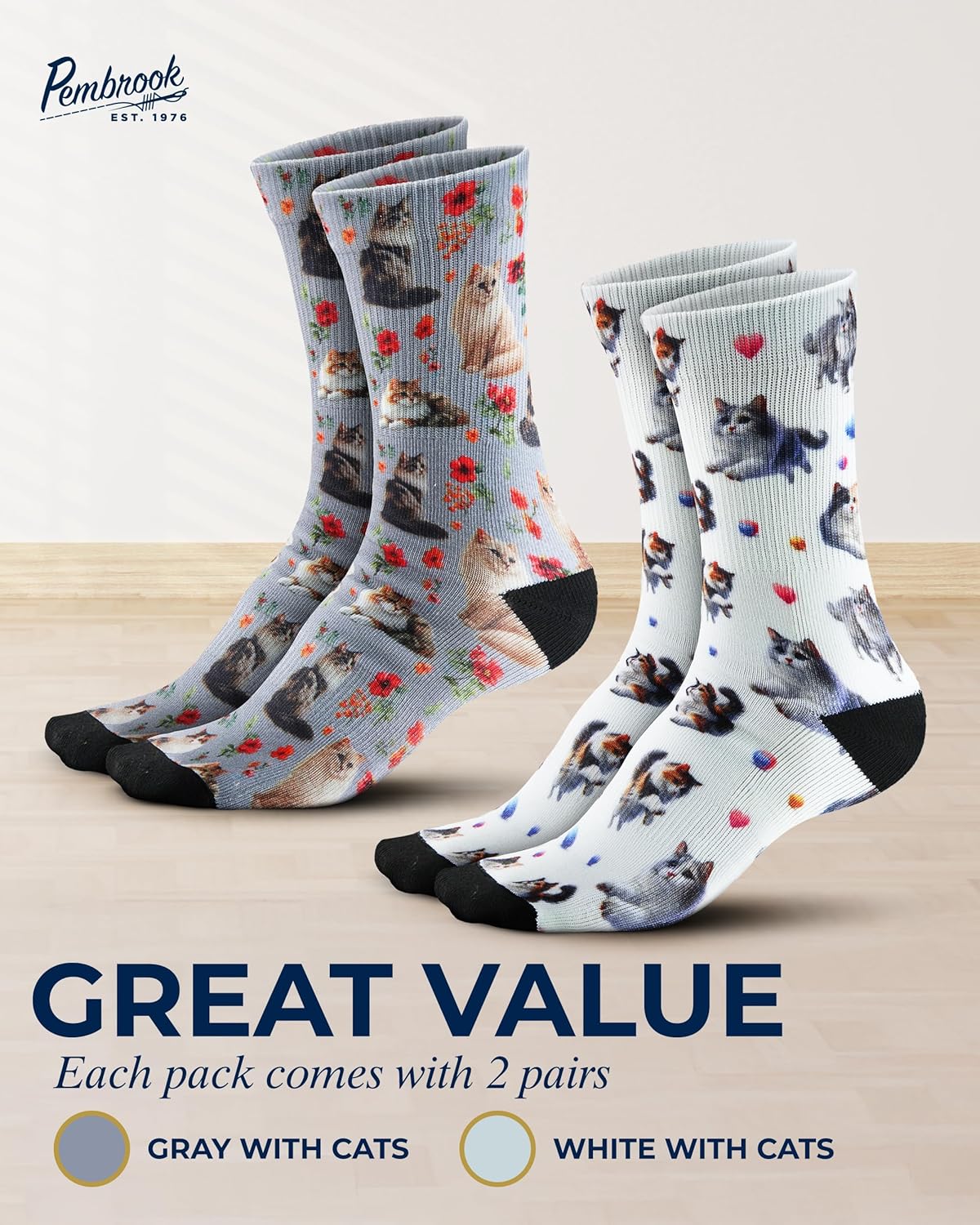 Pembrook Premium Diabetic Compression Crew Socks for Women - Running Socks, Short Compression Socks for Women - 2 Pairs - Image 5