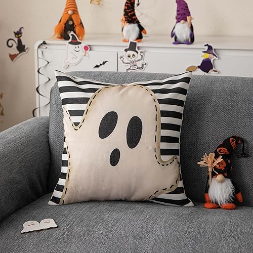 Miniatura 2 de Funda de almohada de Halloween de 18 x 18 pulgadas, fundas de almohada fantasma, decoraciones de Halloween al aire libre para decoración del hogar