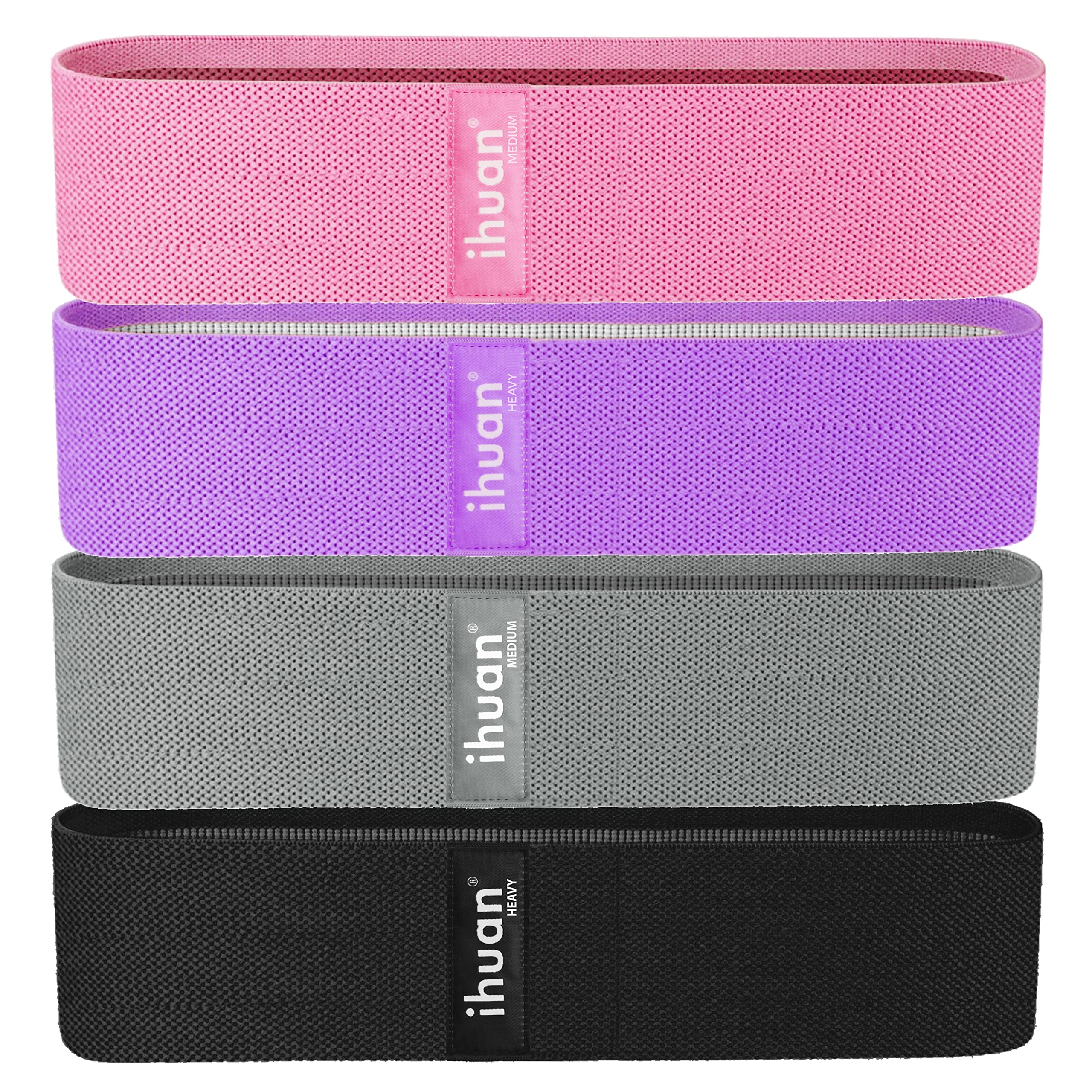 ihuan Resistance Bands for Legs and Butt, 3 Levels Exercise Band, Anti-Slip & Roll Elastic Workout Booty Bands for Women Squat Glute Hip Training