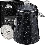 COLETTI Classic Percolator Coffee Pot - The Most Nostalgic Camping Coffee Pot, Now Modernized [Black Enamel, 18 Cup]
