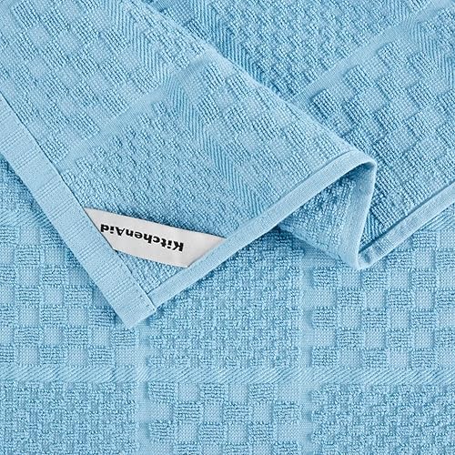 Miniatura 8 de KITCHENAID Guante para horno de tela de rizo de algodón acolchado, agarradera, toalla de cocina, juego de 4 piezas, resistente al calor, agarre de