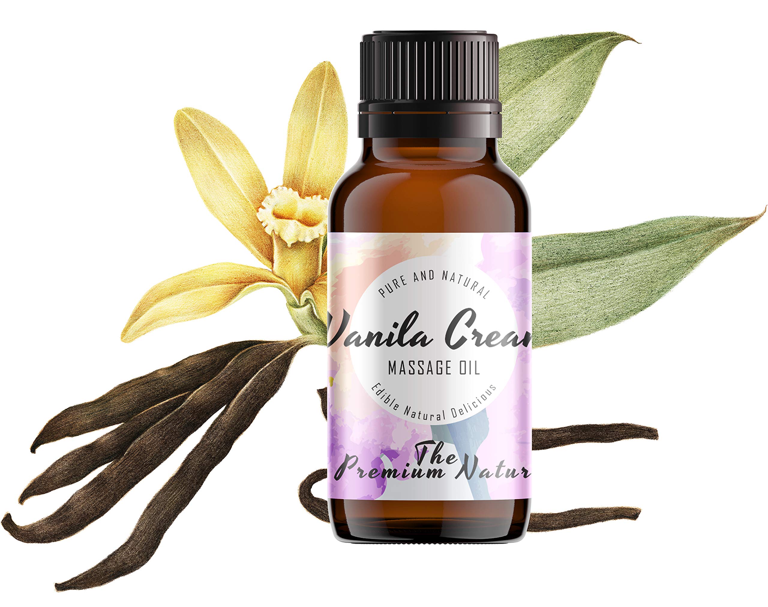 Vanilla Massage Oil for Skin & Body – Therapeutic Blend with Jojoba, Sweet Almond & Coconut Oil – Non-Greasy, Deeply Moisturizing