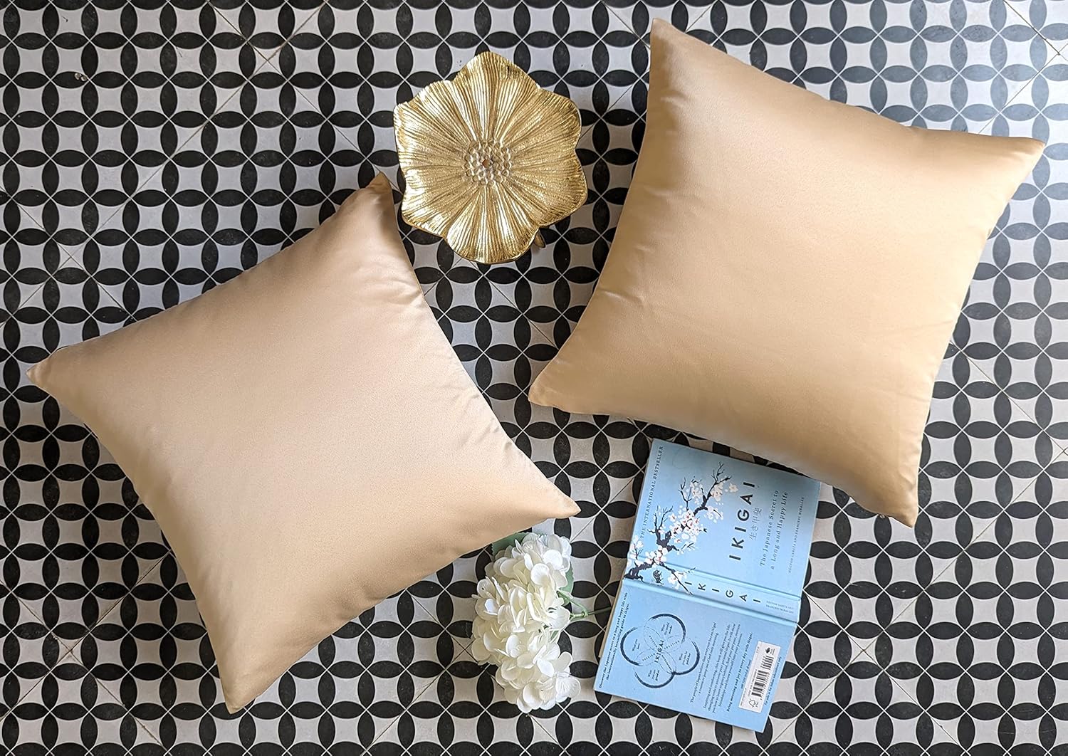 AVKA Studio Heavy Quality Satin Throw Pillow Covers - Nude - Set of 2-20x20 Decorative Pillow Covers - with Lining and Zipper Closure - Faux Silk Luxury Toss Pillows for Couch Bed Car Sofa - No Insert