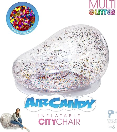 Miniatura 7 de Air Candy Sillas inflables perfectas para interiores y exteriores (silla inflable con purpurina multicolor)
