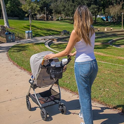 Miniatura 7 de Pharmedoc Organizador universal para cochecito con soporte para tazas, soporte para tazas, bolsillo para teléfono, bolsa desmontable con cremallera