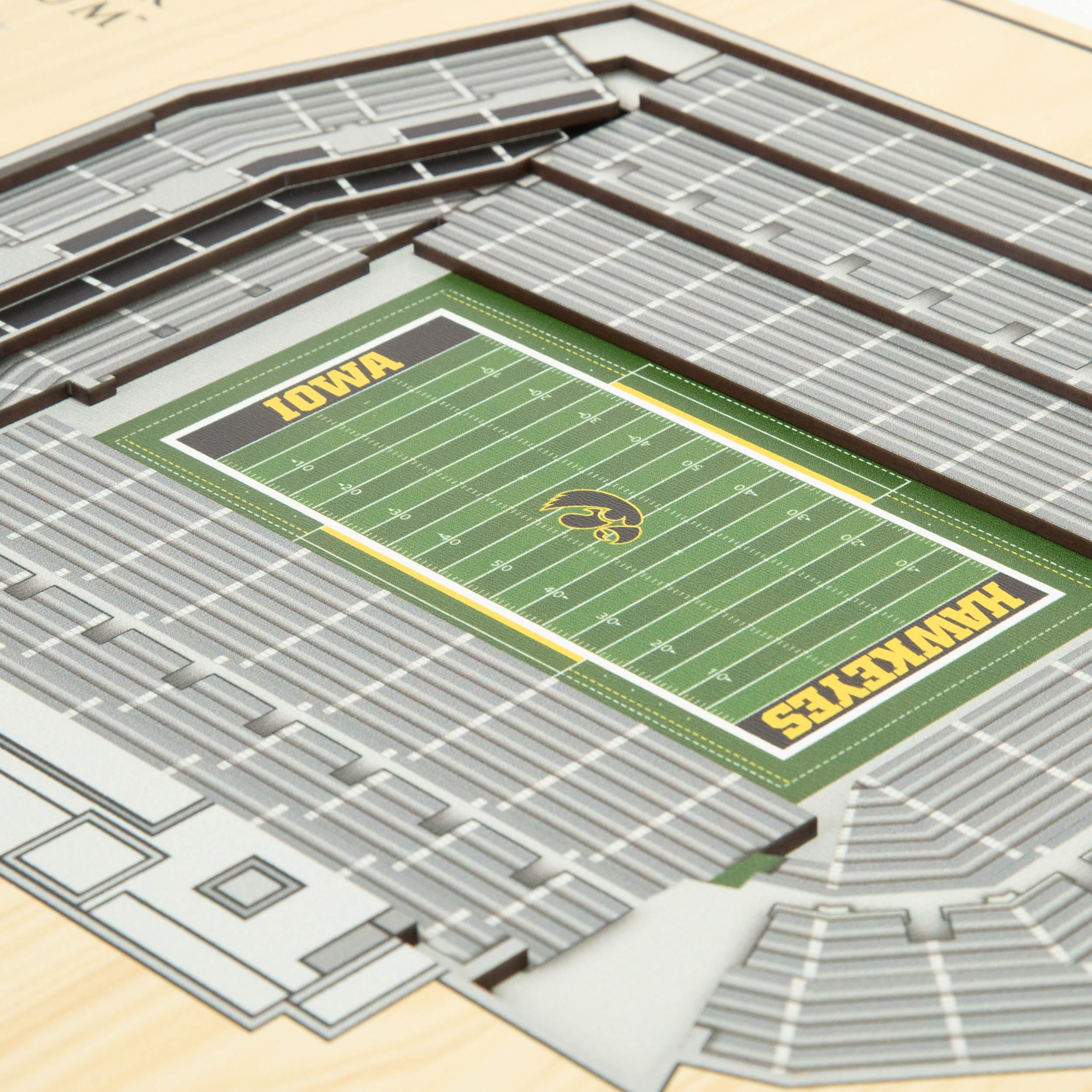 YouTheFan NCAA Iowa Hawkeyes 5-lagiges StadionView 3D-Wandkunst – Kinnick-Stadion