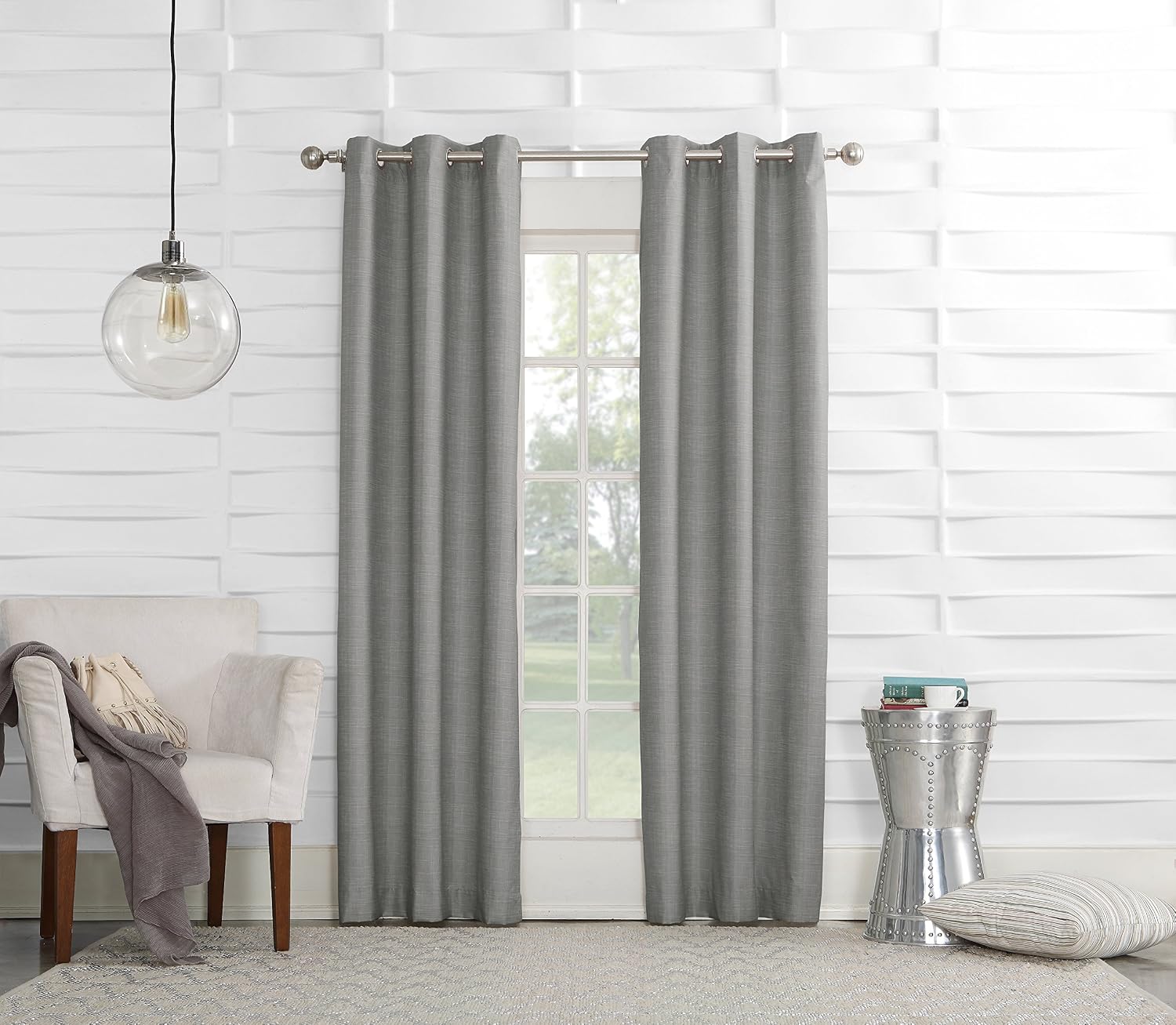 Sun Zero Randall Thermal Insulated Energy Efficient Grommet Curtain Panel, 40 in x 95 in, Silver Gray