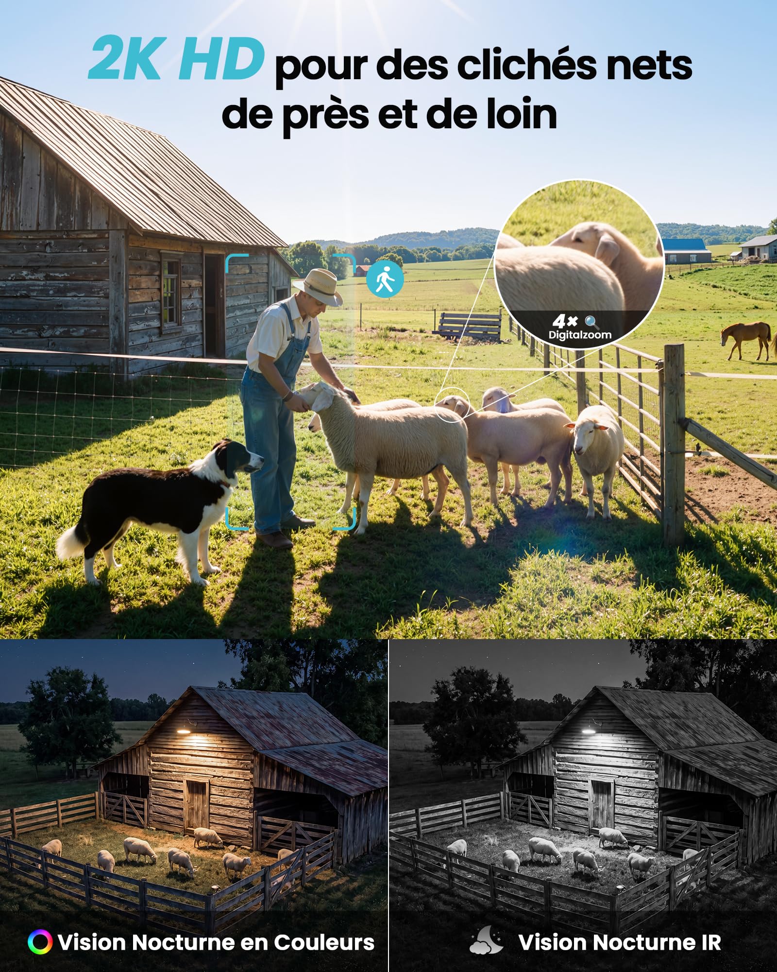 SEHMUA Camera 4G Solaire Exterieur sans Fil sans WiFi avec Carte sim - AOV