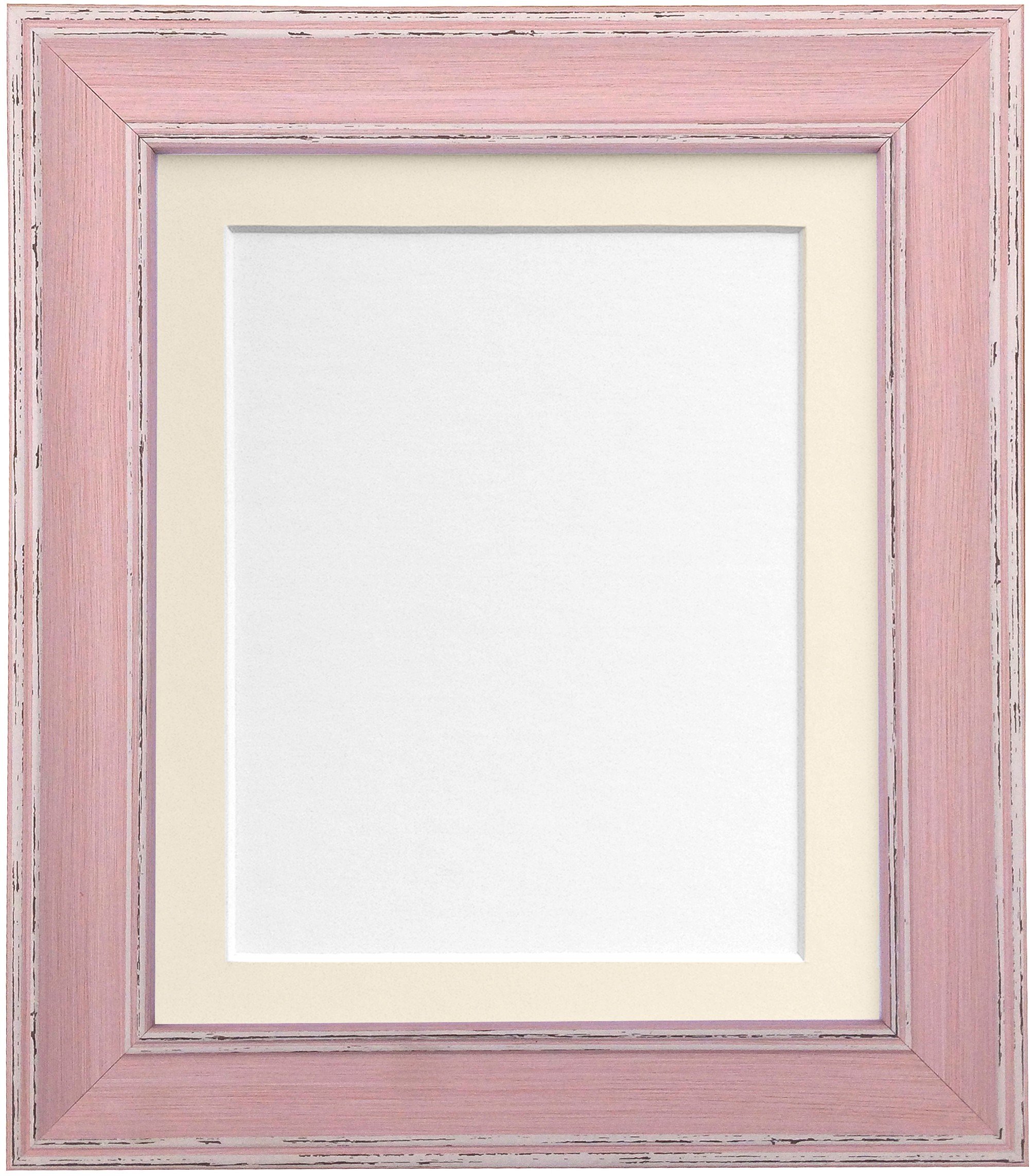Frames By Post Ivory Mount Ap-4620 Vintage Distressed Pink Picture Photo Frame With A3 For Pic Size A4