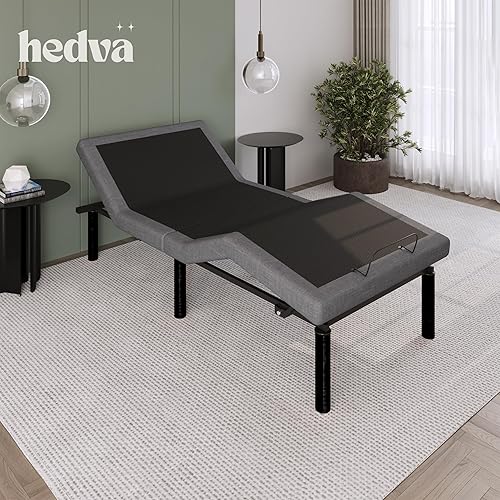 Miniatura 2 de Hedva Base de cama ajustable con motores de masaje, 4 puertos USB, luz LED, montaje en 5 minutos, múltiples posiciones preestablecidas para máxima
