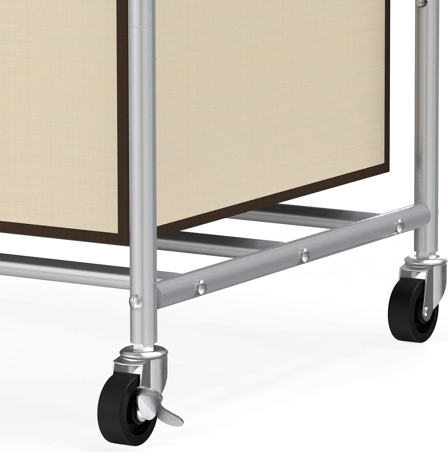 DecoBrothers Heavy Duty 3 Bag Extendable Laundry Sorter Cart with Hanging Bar, Beige