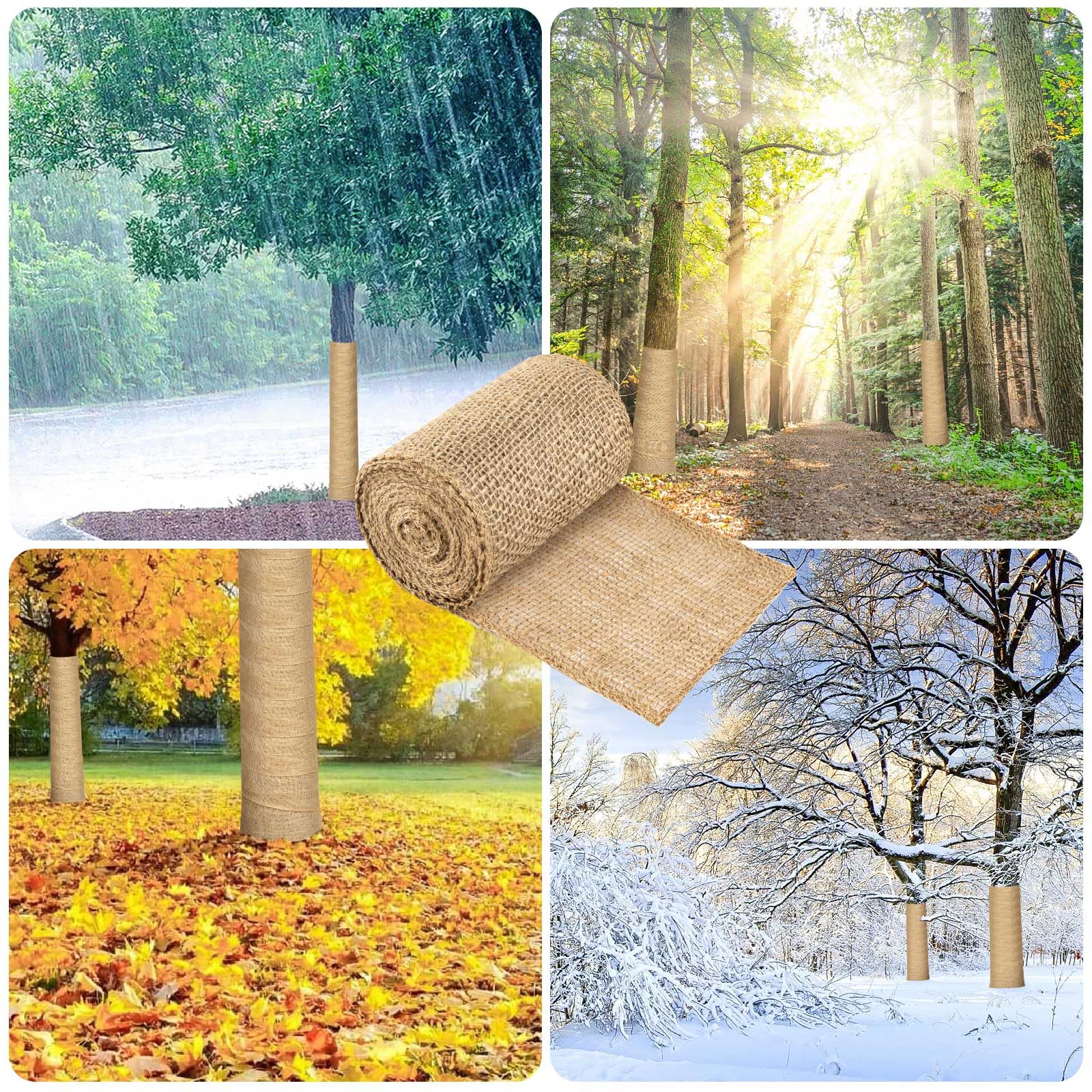6 rotoli di iuta naturale, rotoli di iuta extra lunghi per giardinaggio, 12,7 cm x 43 m, protezione per alberi invernali, protezione per alberi, bendaggio per piante antigelo, idratante