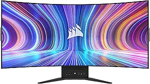 Corsair XENEON Flex 45WQHD240 Gaming Monitor - 45-Inch OLED WQHD (3440 x 1440) Bendable Display, 240Hz Refresh Rate, 0.03ms GtG Response Time, NVIDIA® G-SYNC Compatible, AMD FreeSync™ Premium - Black