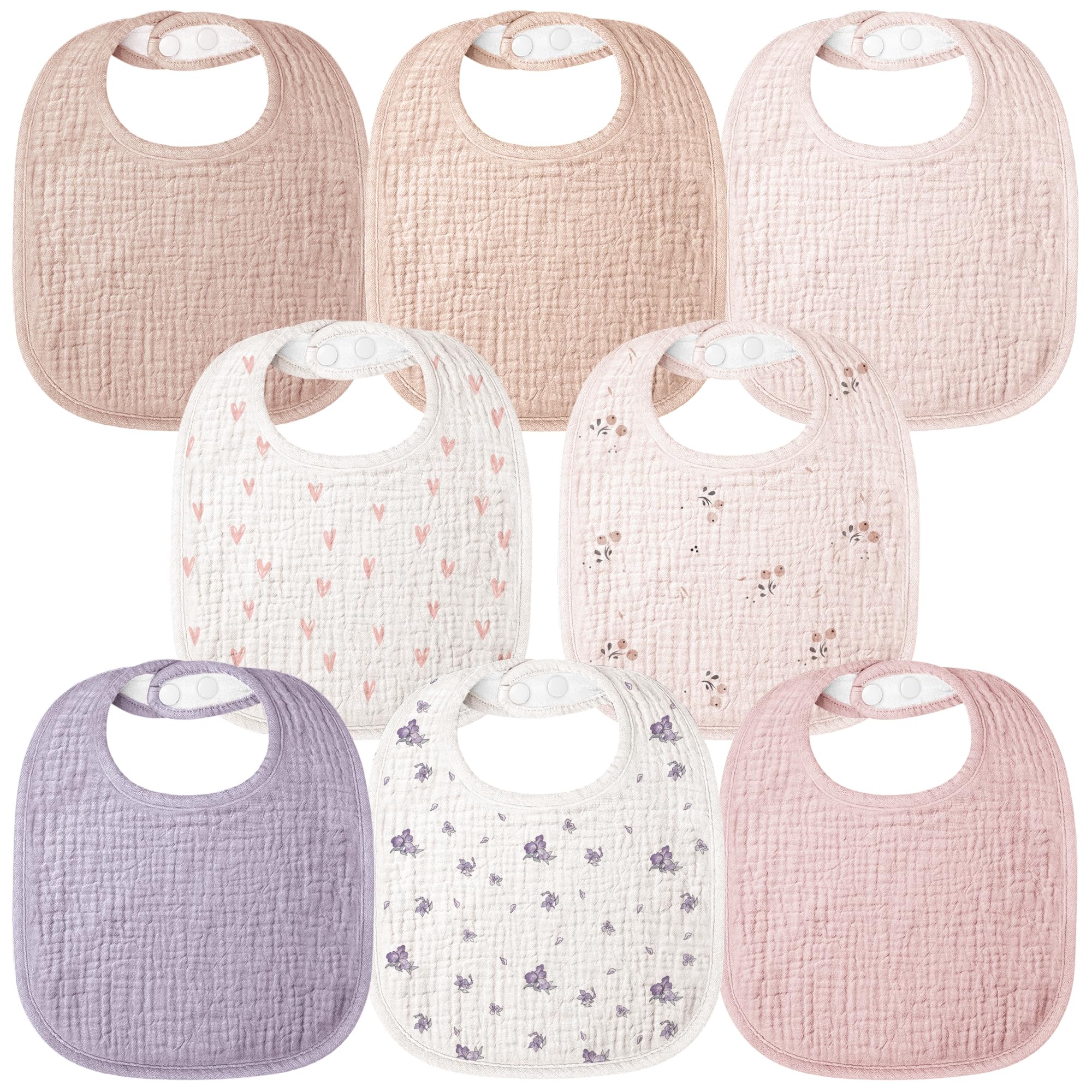 Bearmoss Lätzchen Baby Musselin Sabberlätzchen für Babys, 100% Baumwolle Quadratische Halstuch Baby Verstellbare Babylätzchen Weiche Sabberlätzchen für Junge und Mädchen,8 Stück