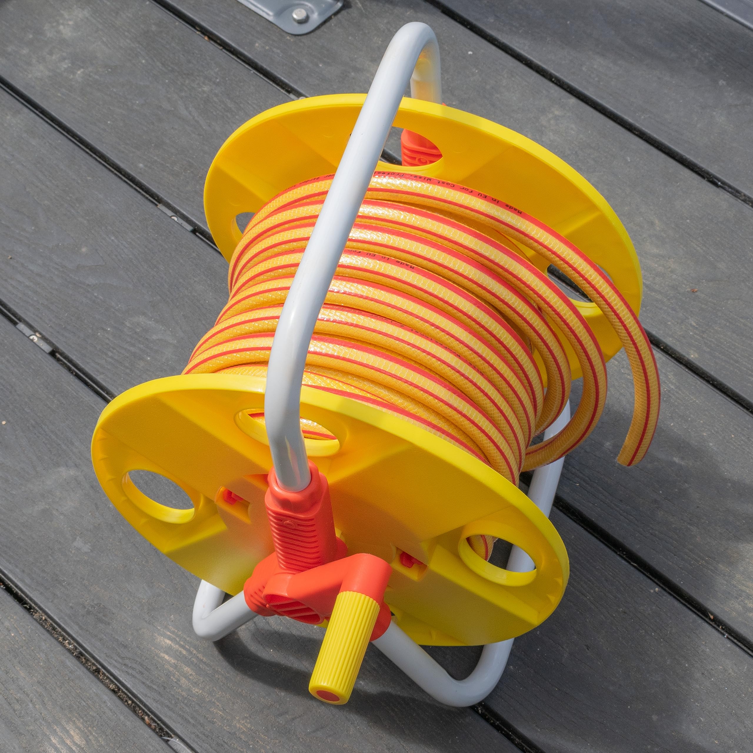 Cost Wise Yellow/Red Fully Assembled 20M Garden Hose Reel,Ideal For Patio,Options Available (Hose Reel+15M Hose+Hanger)