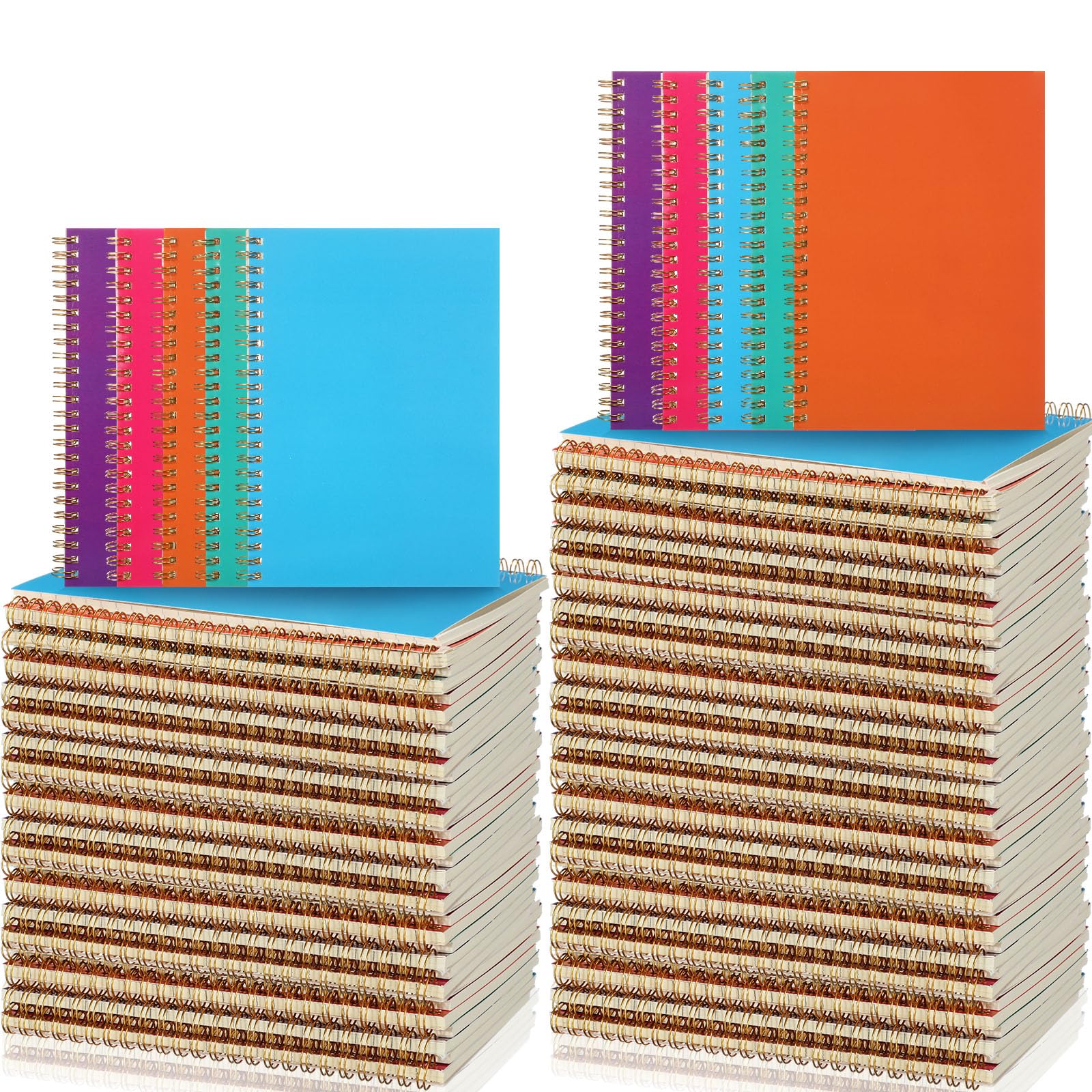 Outus 50 quaderni a spirale, formato A5, rilegati a spirale, con copertina rigida, a righe larghe, con rilegatura a spirale, per appunti, agenda, scuola, viaggi, ufficio (colorato)