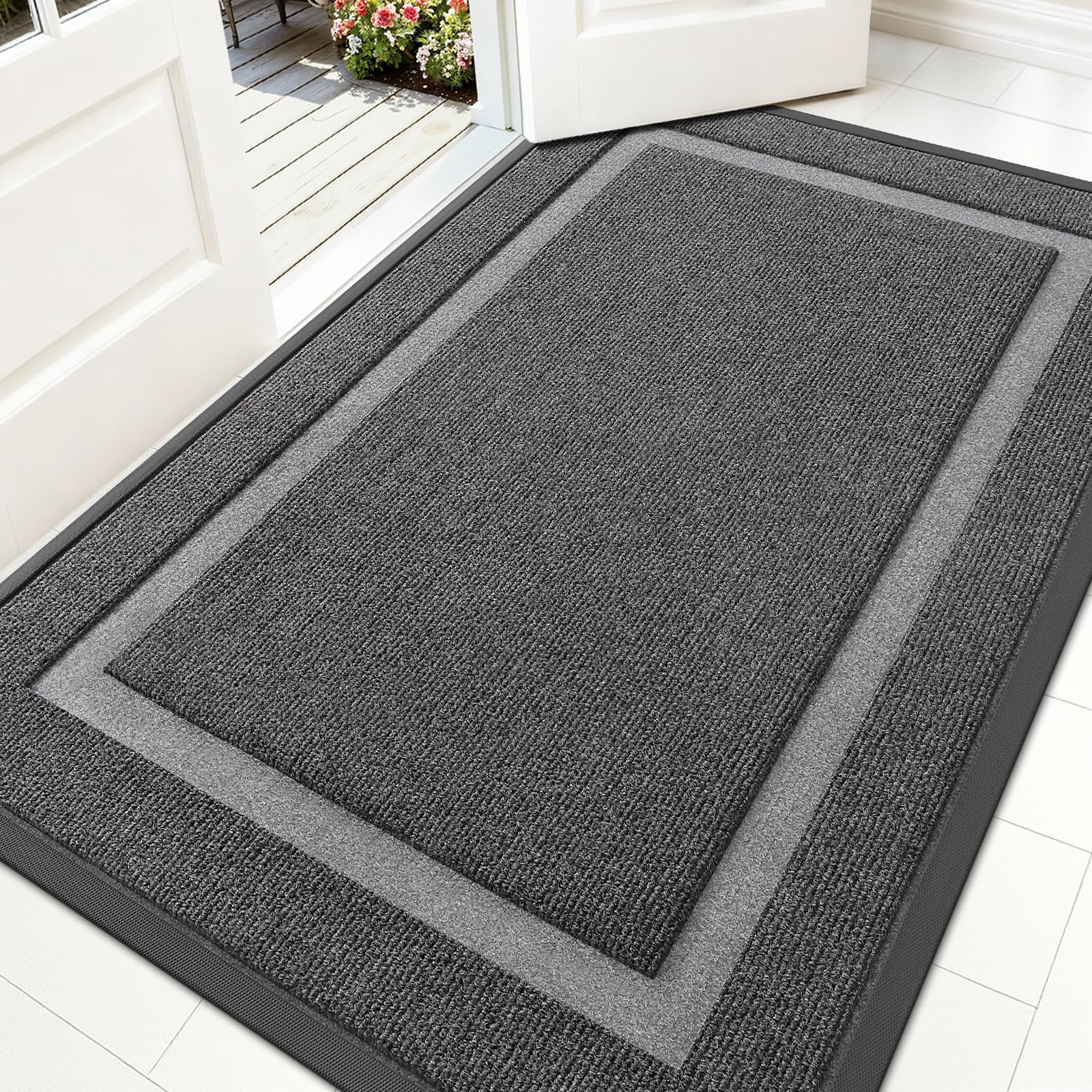 OLANLY Front Door Mat Outside 59x34, All-Season Heavy-Duty Rubber Doormat