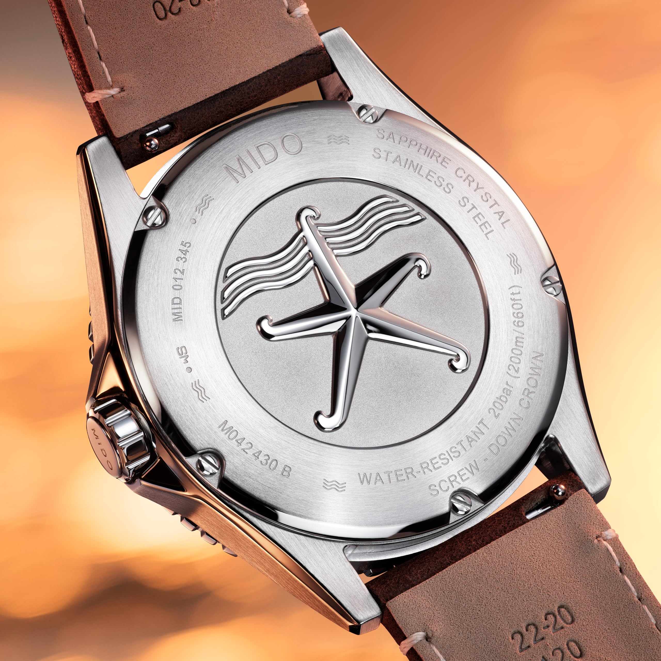 MIDO Ocean Star 200C Szwajcarski automatyczny zegarek do nurkowania dla mężczyzn - koperta ze stali nierdzewnej 42,5 mm - Ceramiczna obrotowa ramka - Tarcza z falami z dniem, kalendarzem daty