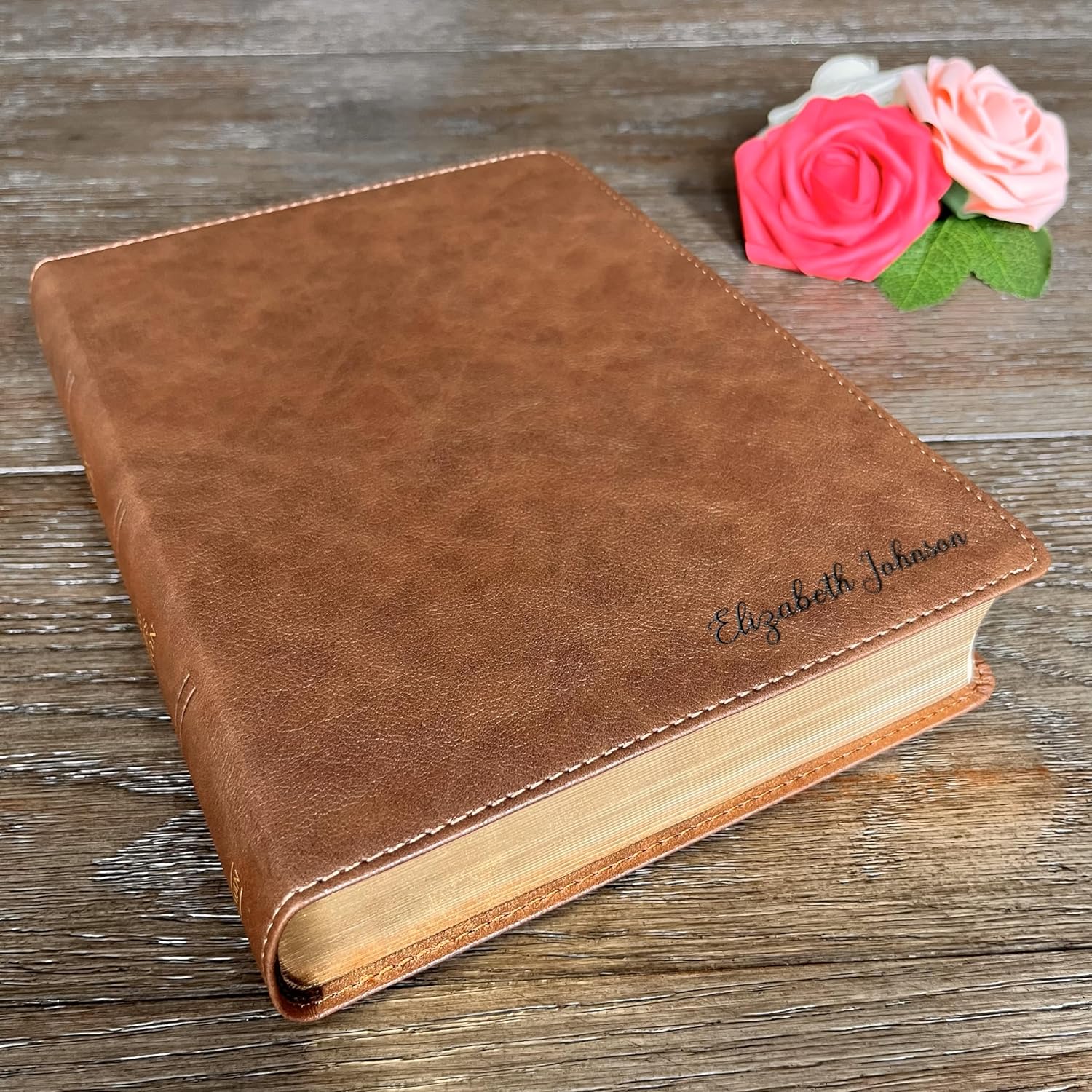 STARKENBURG COMPANY Personalized KJV Wide-Margin Bible with name Engraved, Custom Bible Engraved Name King James Version Christian Gift Baptism Gifts