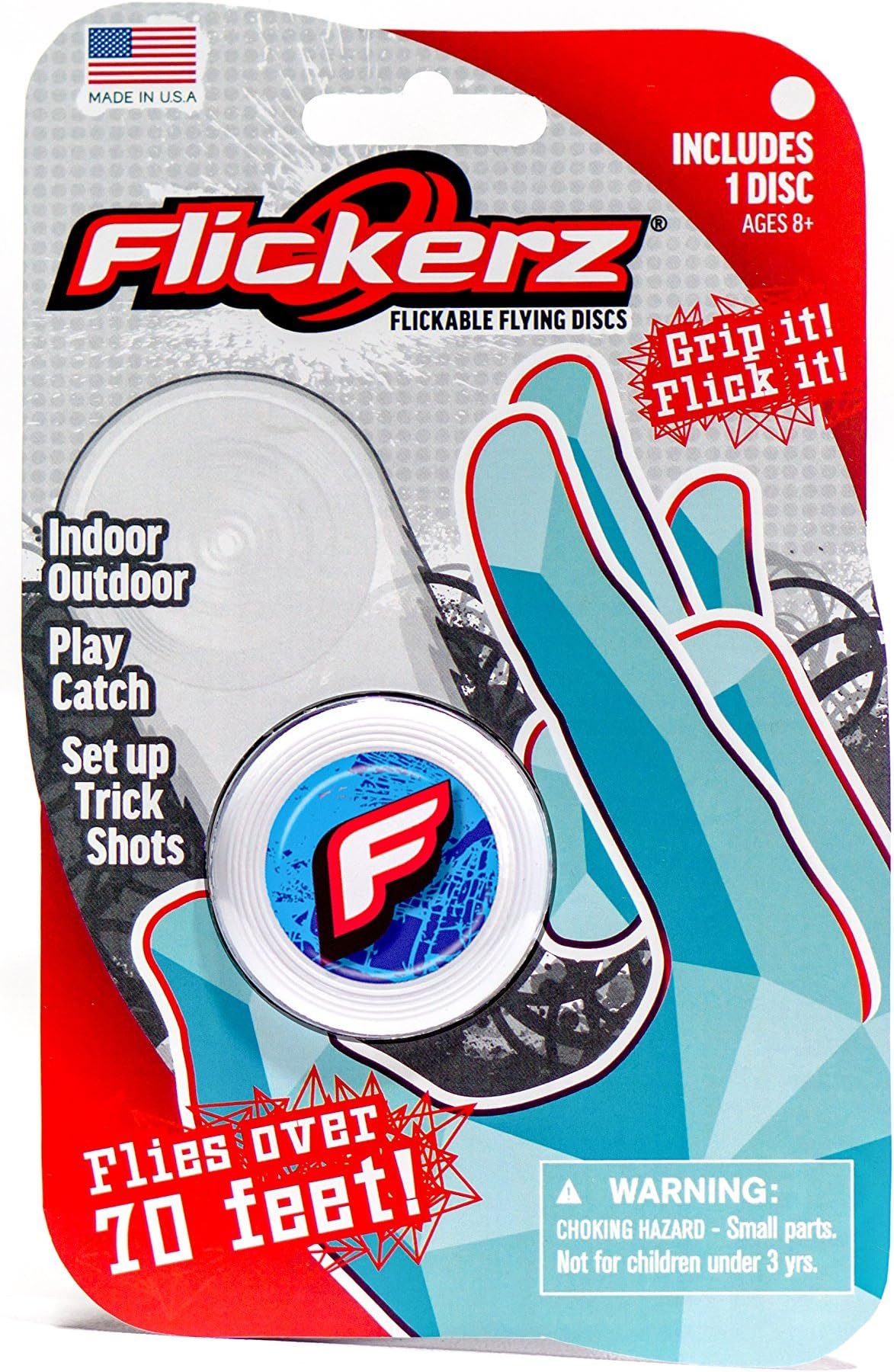 Flickerz Flying Disc, White/Silver