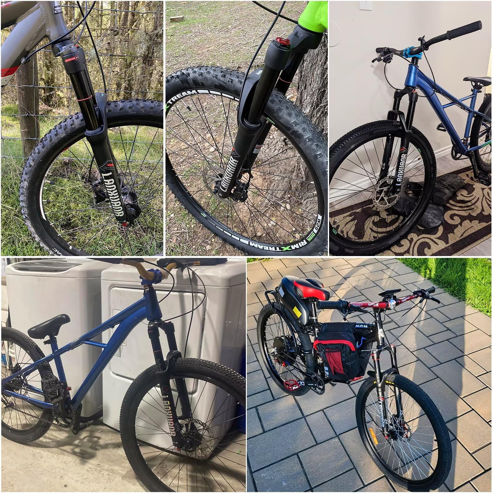 Horquilla para Bicicleta de montaña de 26/27,5/29 Pulgadas. Ajuste de Rebote, suspensión neumática. Tubo Recto/cónico de 1-1/8 Pulgadas x 220 mm, Cierre rápido de 9 x 100 mm, Freno de Disco