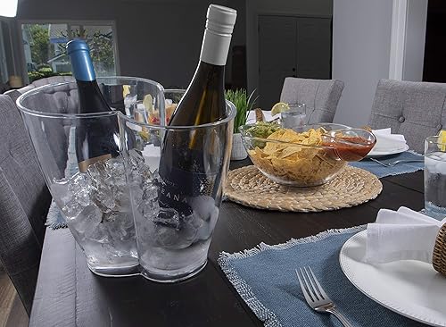 Miniatura 4 de Enfriador de botellas Duo, enfriador de hielo de doble cubo para vino y champán, soporte acrílico resistente para bebidas, ideal para