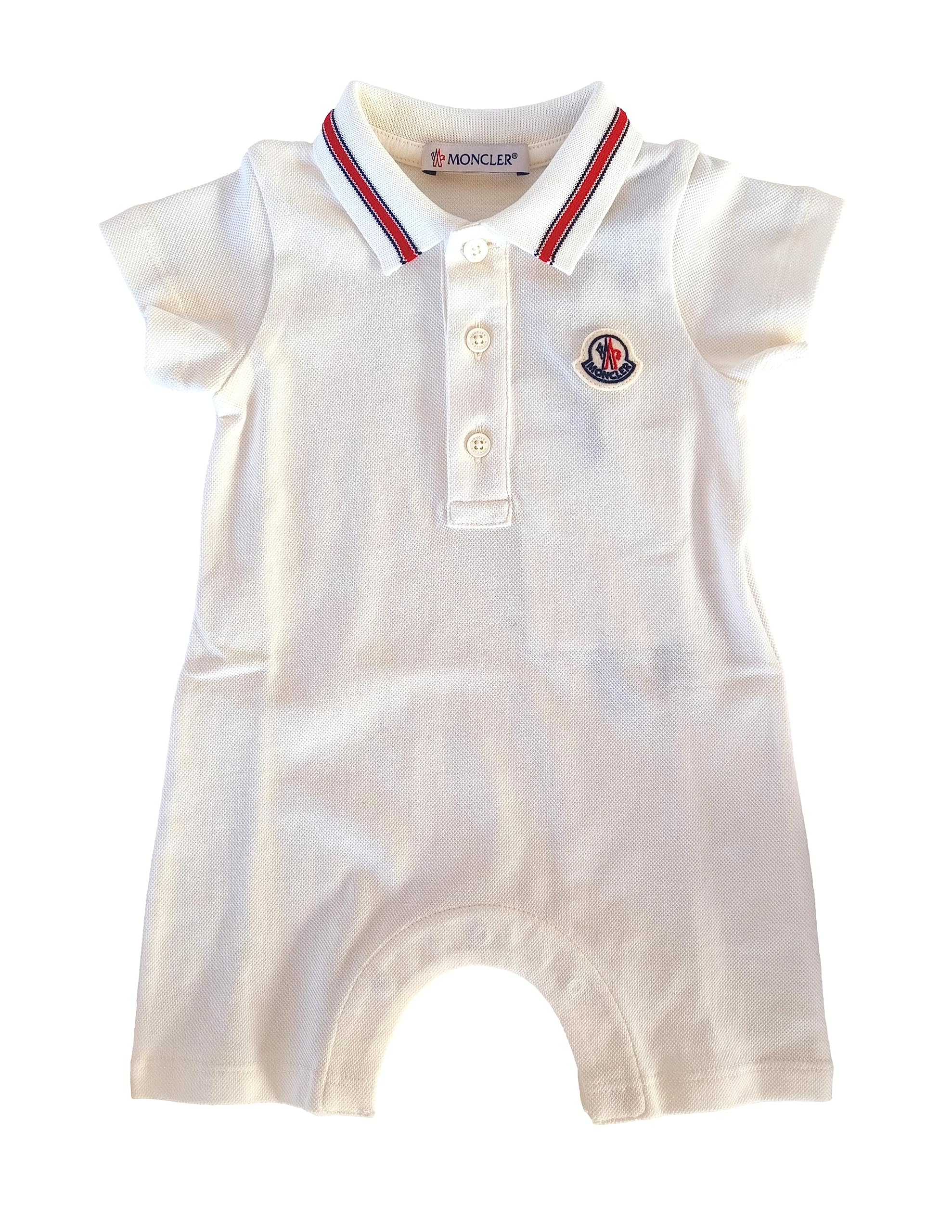 Moncler tutina pagliaccetto estivo in cotone 8L000058496F (6/9 mesi,  bianco) : Amazon.it: Moda