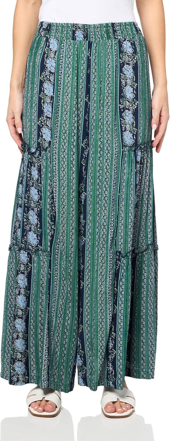 Angie Women's Floral Wide Leg Pants with Ruffles