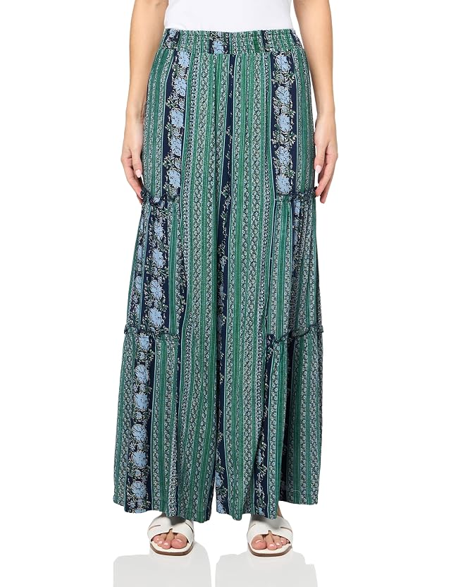 Angie Womens Angie Womens Floral Wide Leg Pants with Ruffles