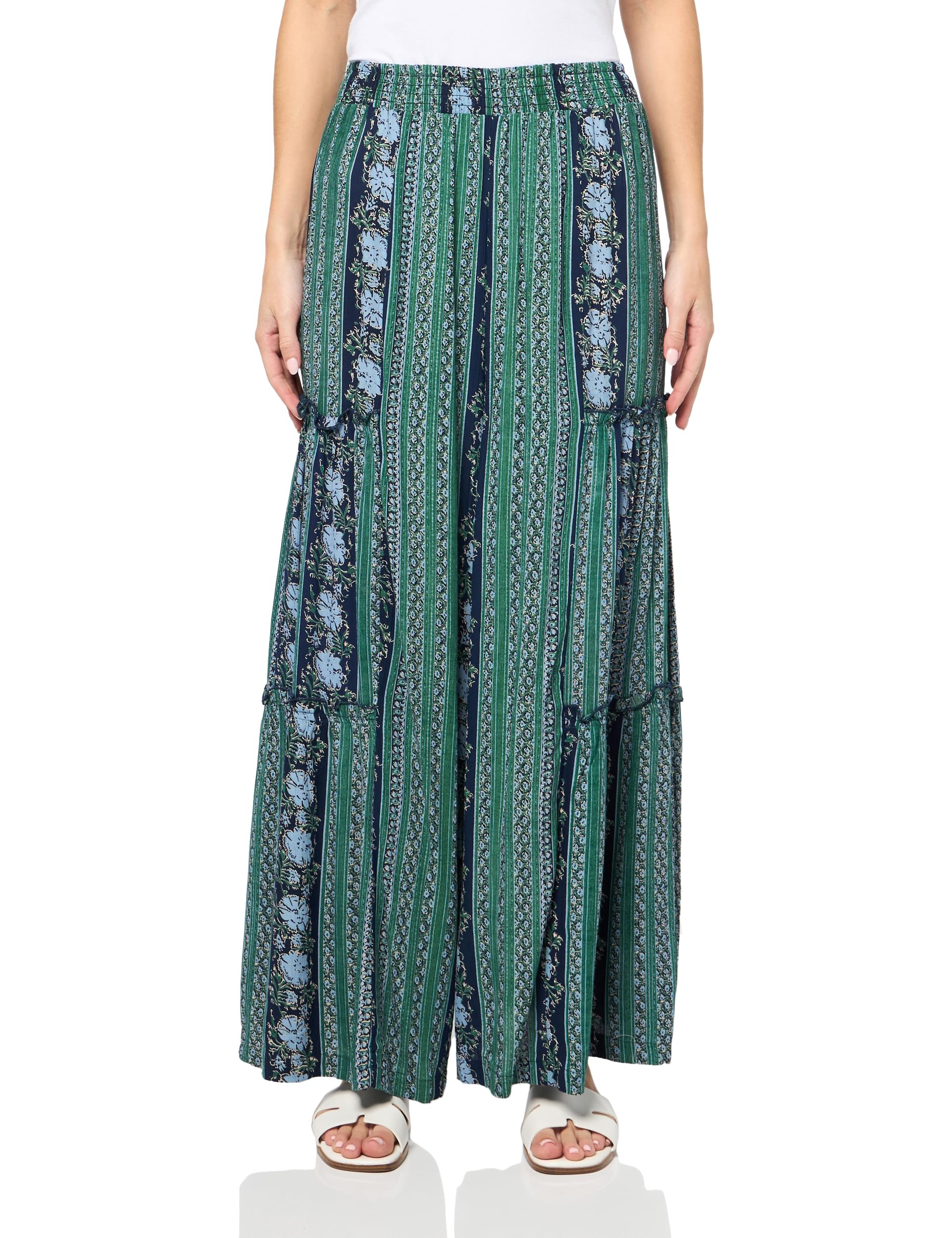 Angie Womens Angie Womens Floral Wide Leg Pants with Ruffles