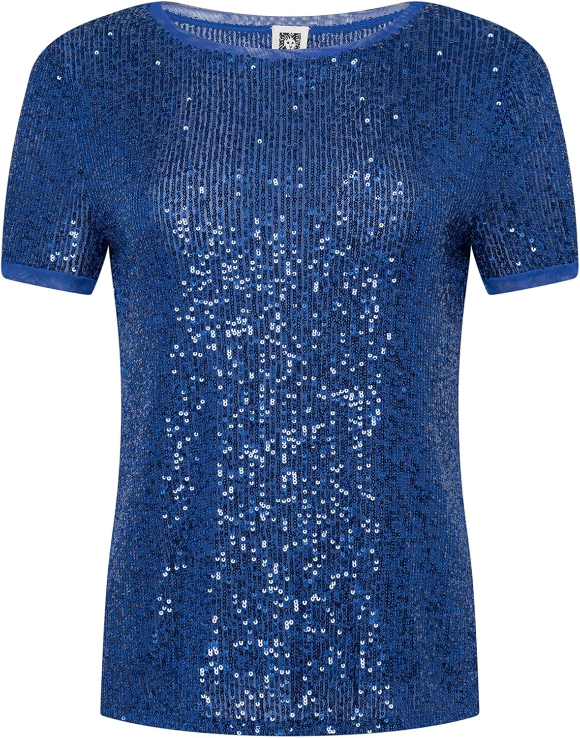 Anne Klein Women's Sequin W Triple Mesh Ss Banded Tee