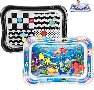 PandaEar 2-Pack Tummy Time Water Mats for Babies 3-24 Months - Inflatable Sensory Play Toys for Infants & Toddlers