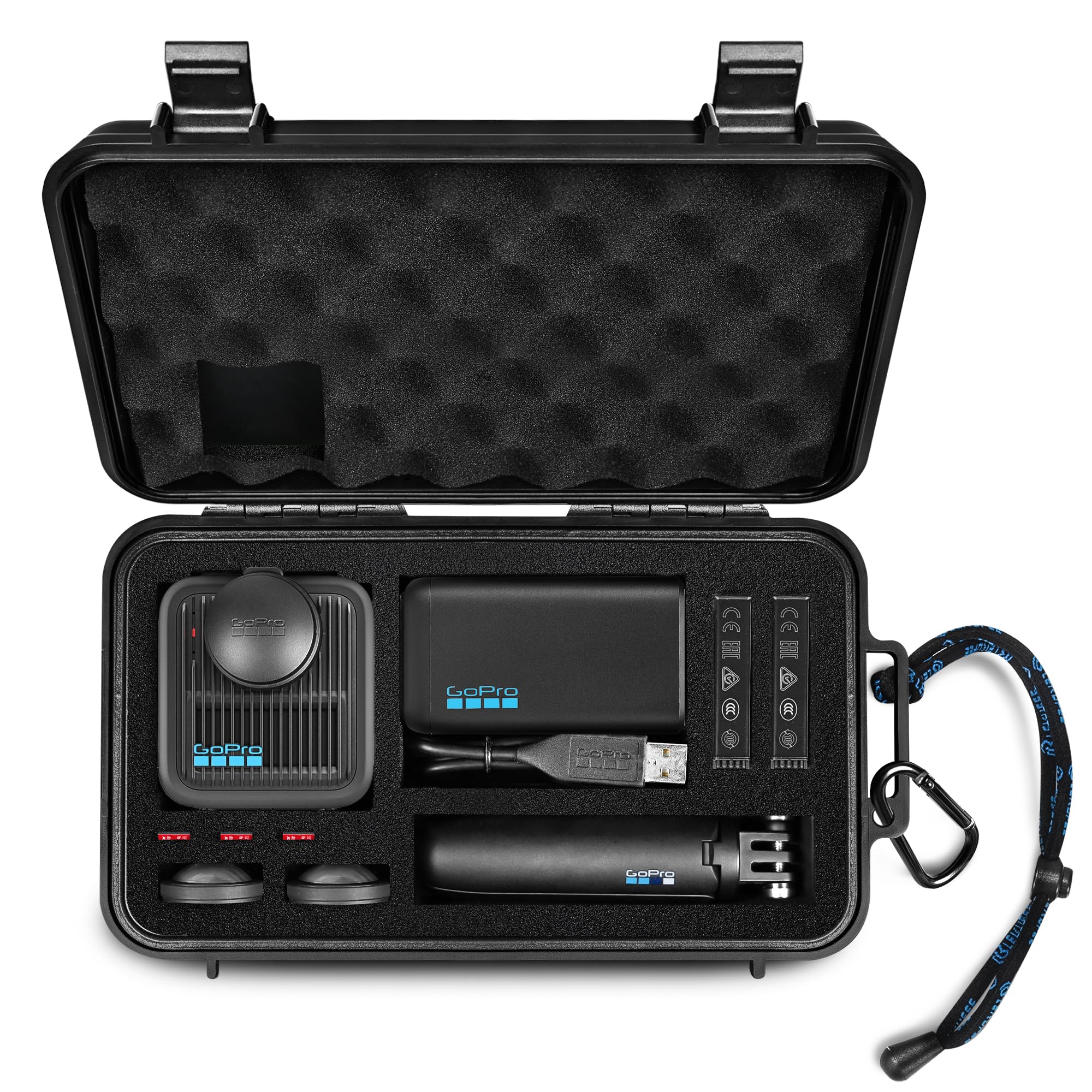 LEKUFEE Boîtier Rigide Étanche de Voyage pour GoPro Max 2, Caméra d’Action, Batterie, Chargeur Double Batterie et Accessoires (Sac & Boîtier Uniquement)