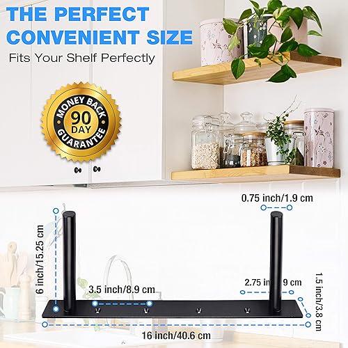 Miniatura 4 de Soporte de estante flotante resistente - Soportes de estante ocultos para estantes flotantes fuertes y elegantes - Soportes de estante negros con