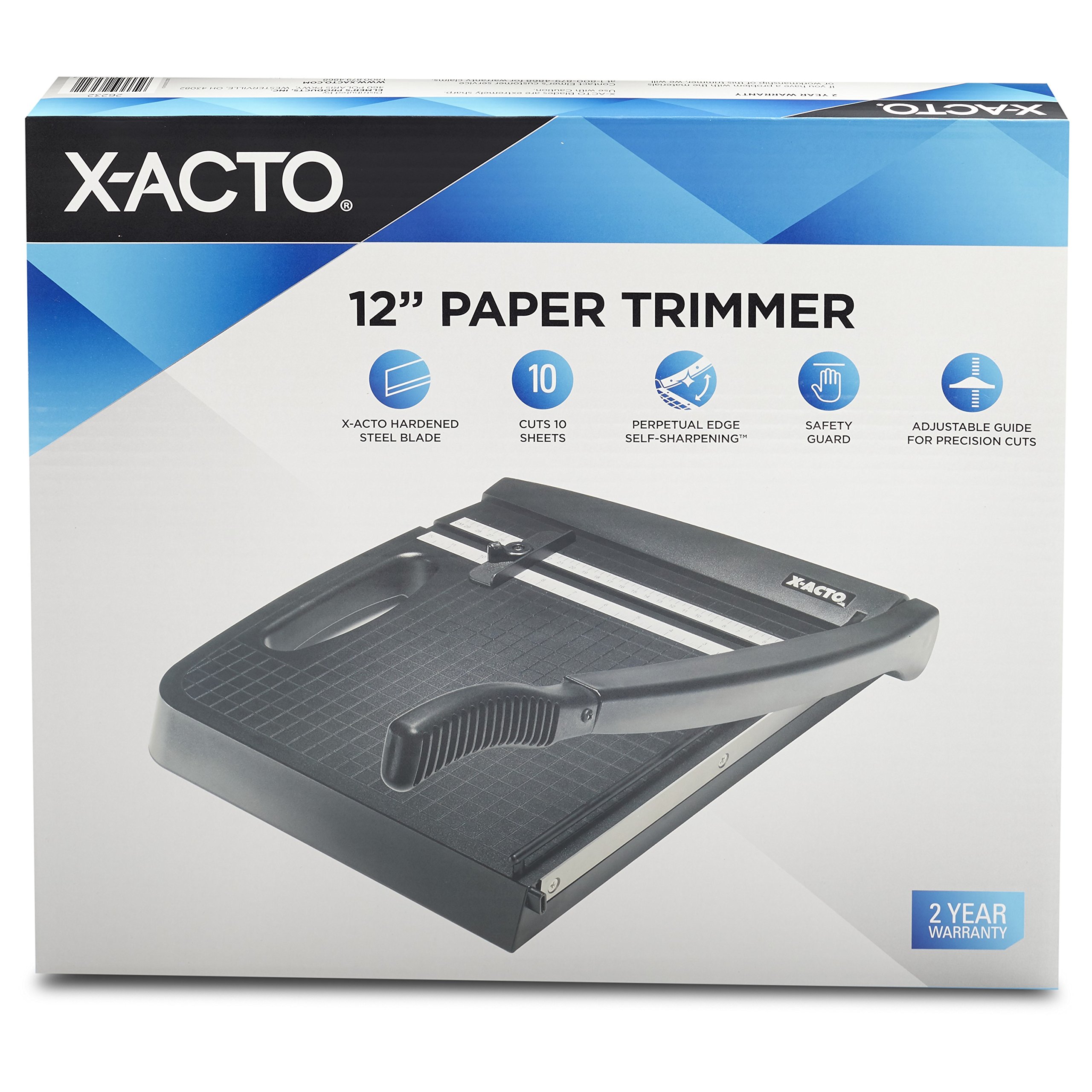 ELMERS XActo 12" Base Guillotine Style Plastic Paper Trimmer, 10 Sheet