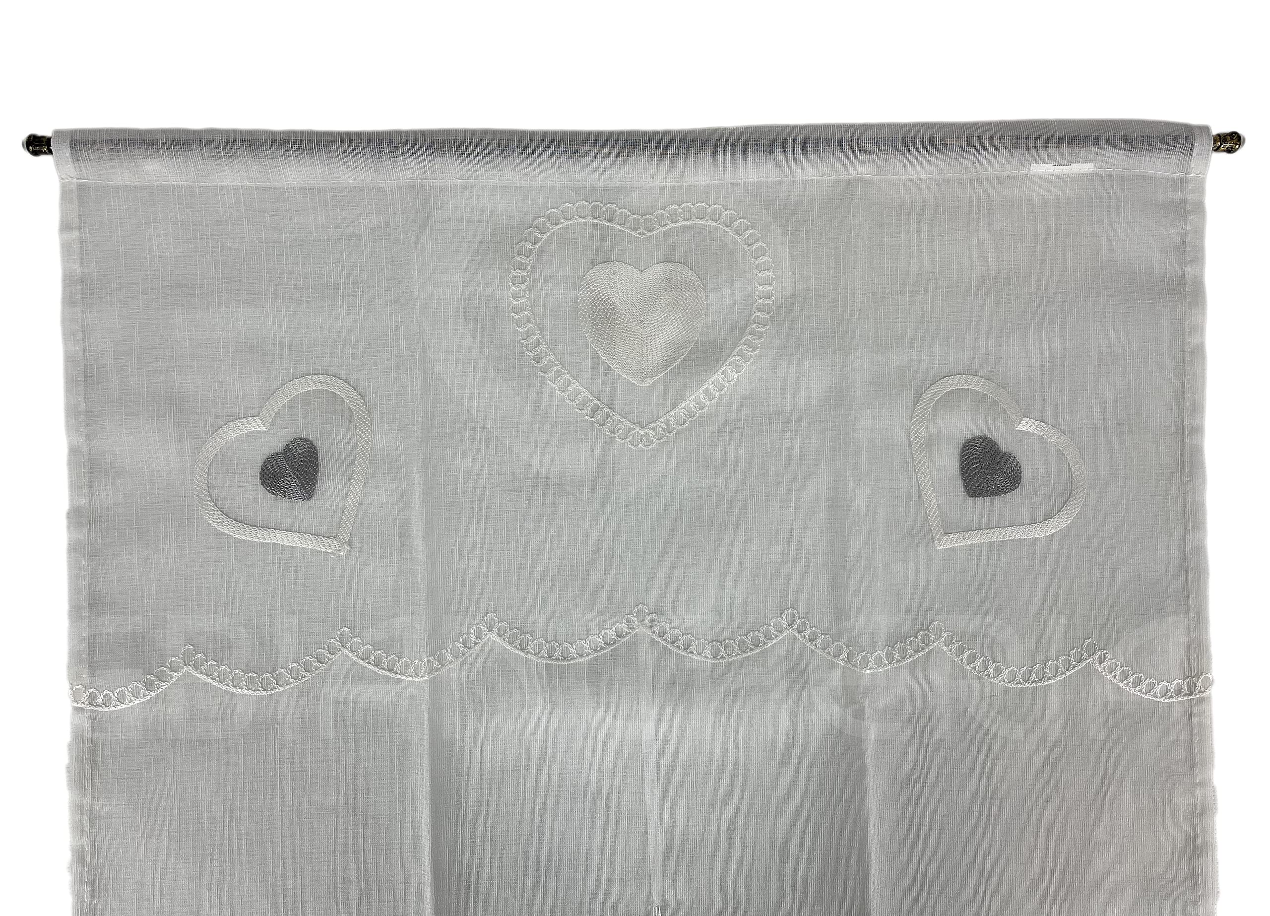 GBiancheria Coppia Tende a Pacchetto Regolabili a Vetro ESTER per Finestra 60X150cm e Portafinestra 60x240cmpronte da appendere (60x150, Bianco-Grigio)