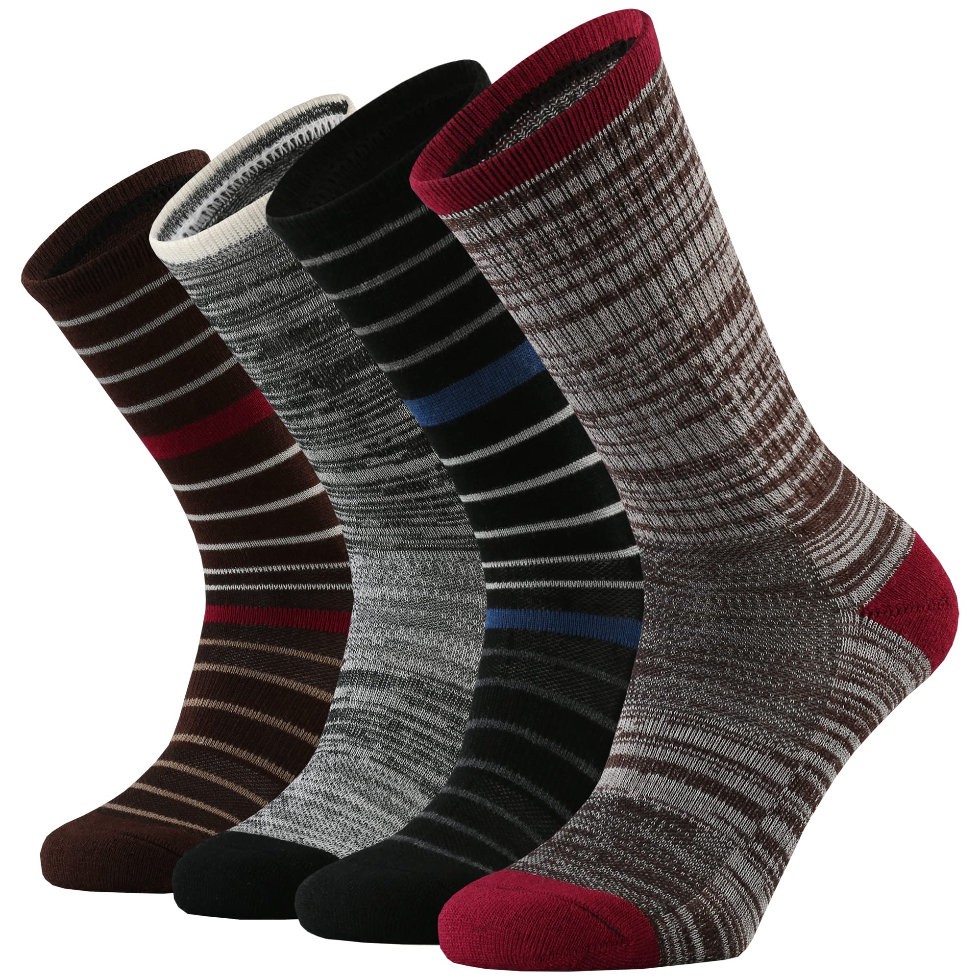 ONKEMen's Merino Wool Moisture Wicking Control Extra Thermal Outdoor Hiking Heavy Cushion Crew Socks 4 Pack