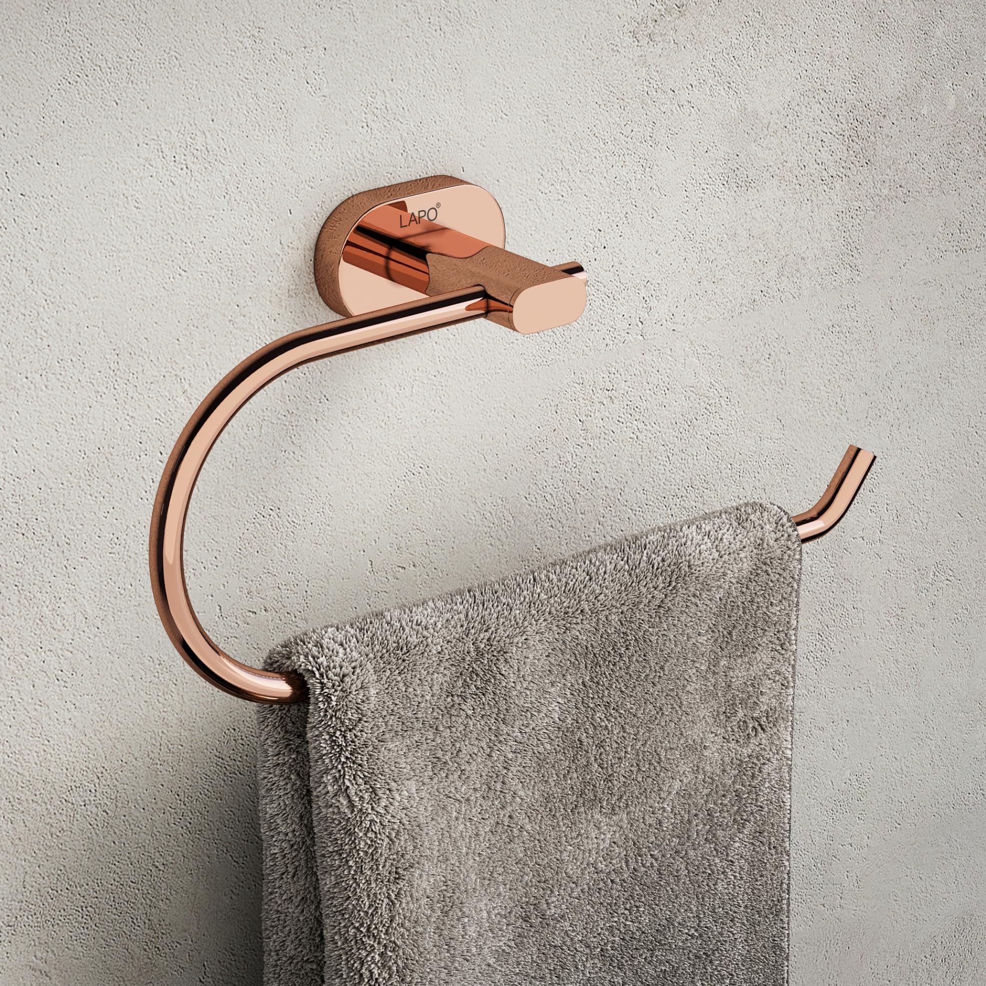 LAPO 304 Stainless Steel Towel Holder & Ring - Towel Stand- Durable, Rust-Resistant, Wall-Mounted for Bathroom | Kitchen | Wash Area, PVD Rose Gold Finish - Pack of 1 pc (kik Series)