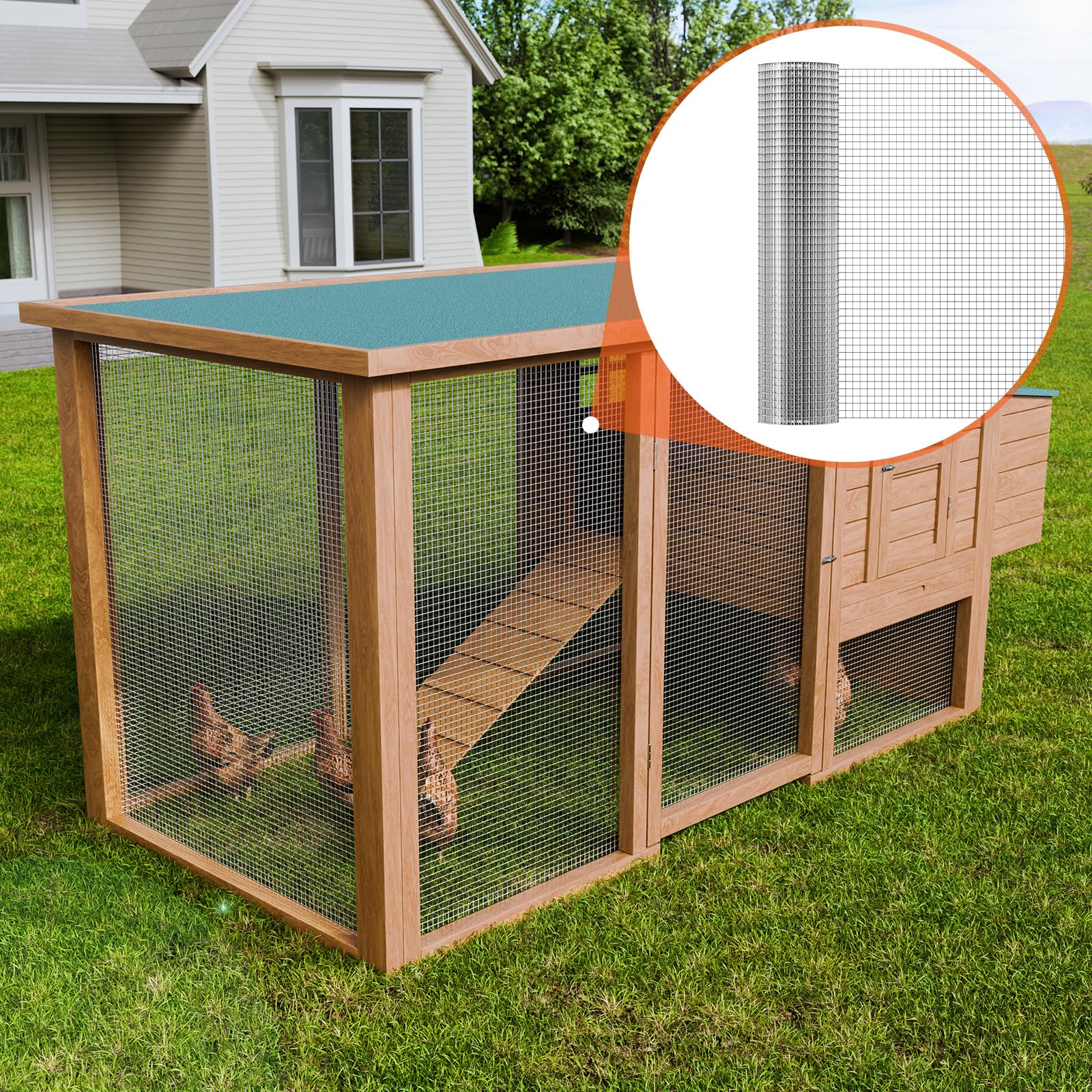 VEVOR Malla de Alambre Soldada 610 mm x 7,62 m Rollo de Malla de Alambre Galvanizado en Caliente 12,7x12,7 mm Valla de Alambre de Gallinero Calibre 19 para Jaulas de Conejos, Jardín, Roedores Pequeños